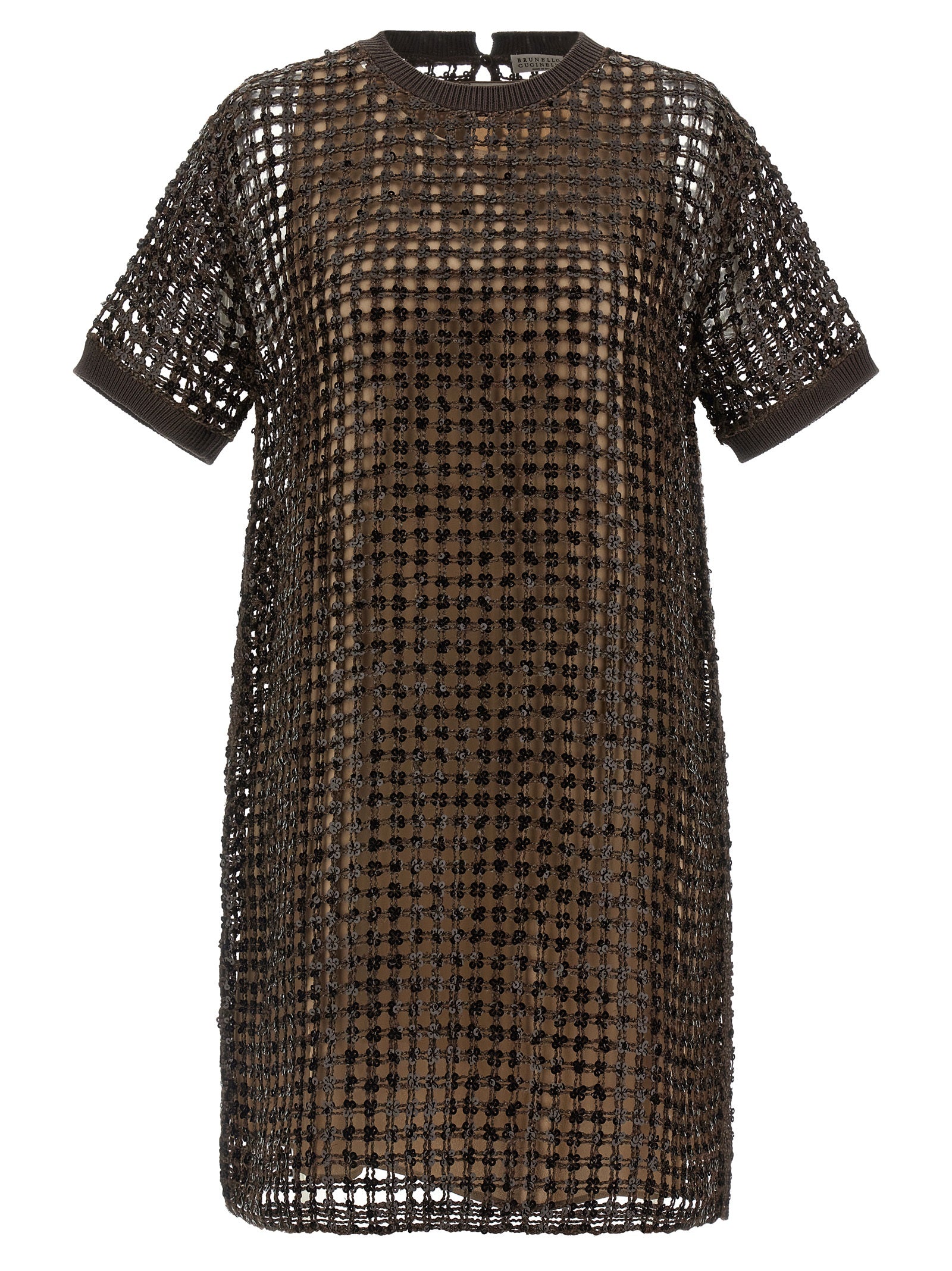 Brown Silk Short Dress