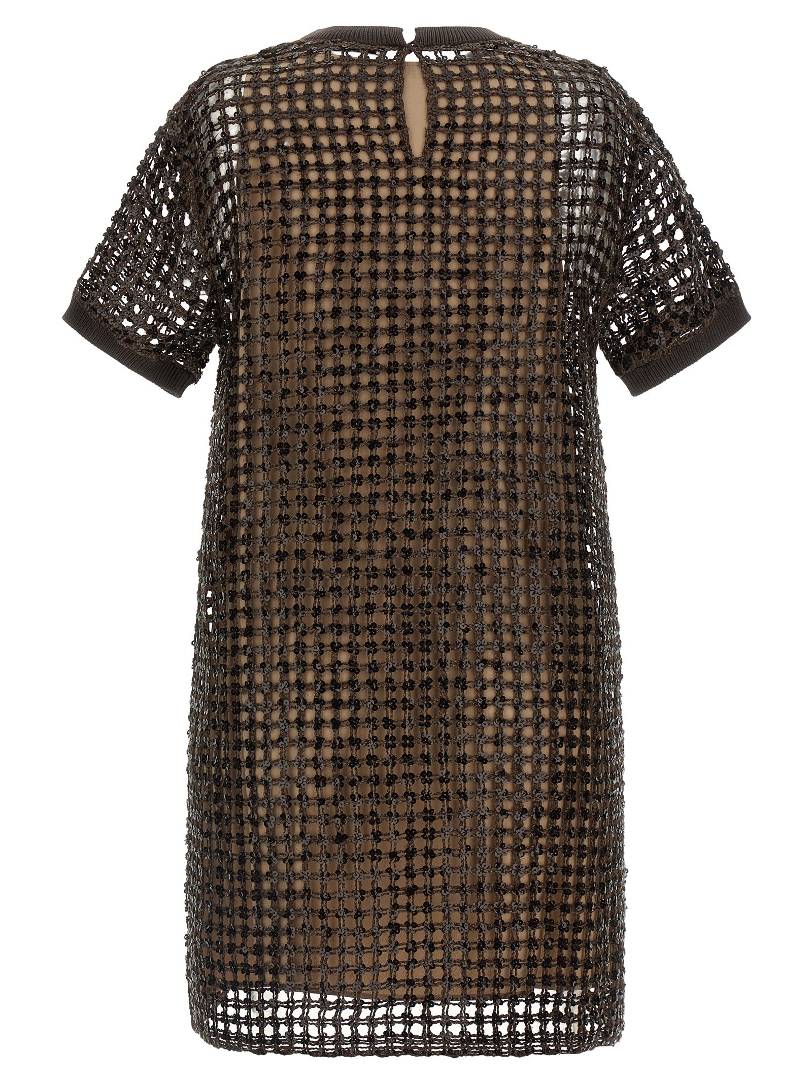 Brown Silk Short Dress