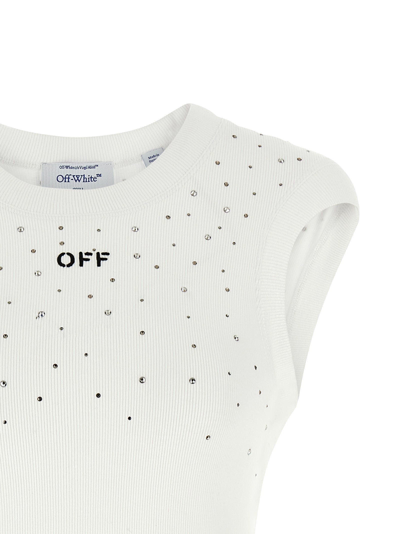 White Viscose Sleeveles T-Shirt