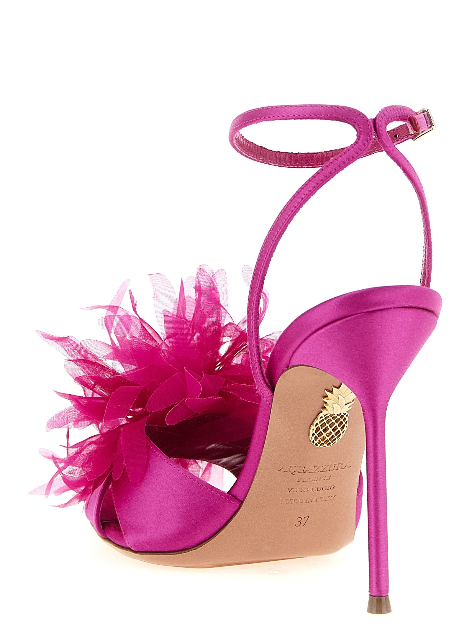 Fuchsia Textile Stiletto Heel Sandals