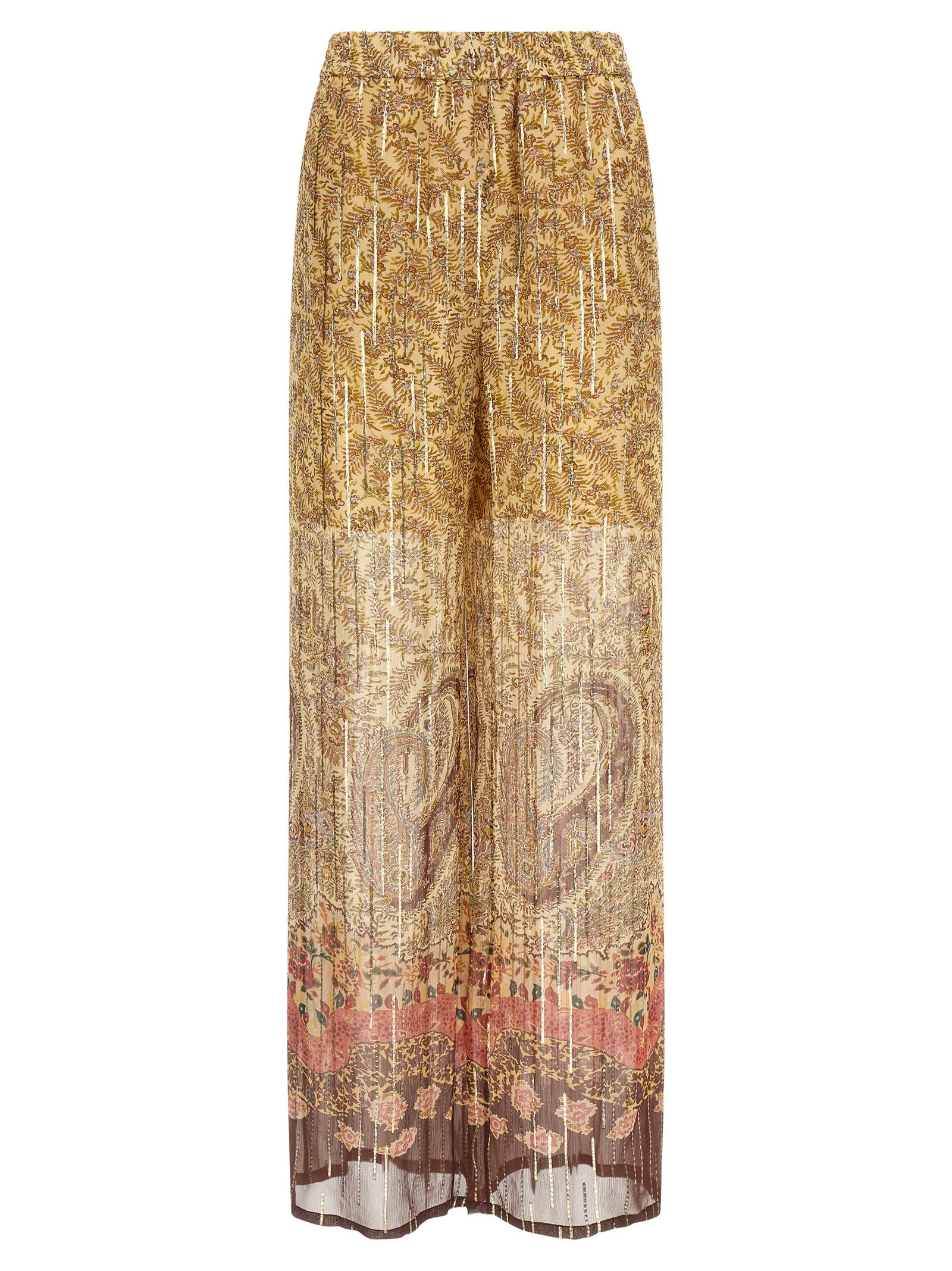 Multicolor Silk Casual Pants