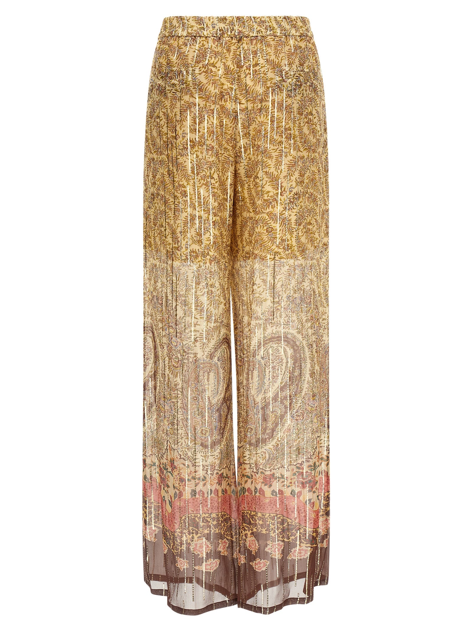 Multicolor Silk Casual Pants