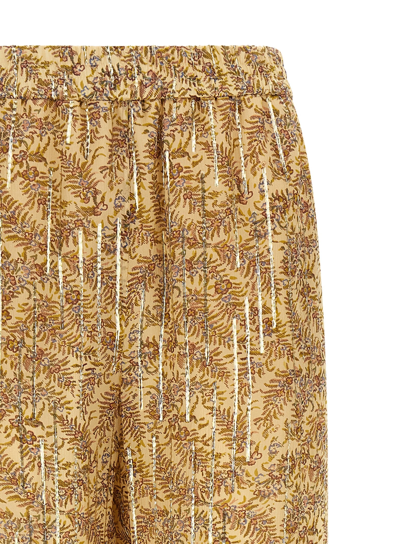 Multicolor Silk Casual Pants