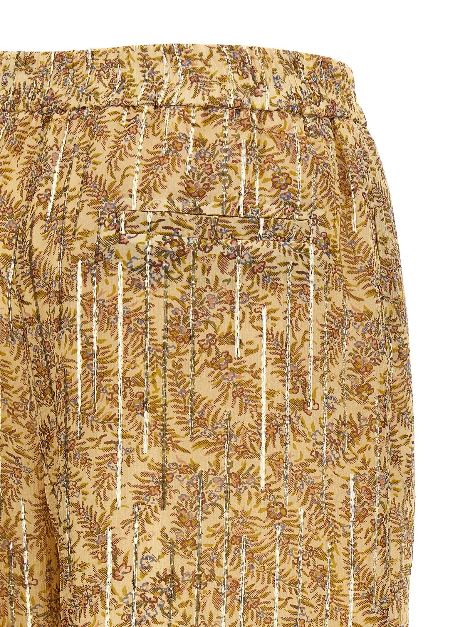 Multicolor Silk Casual Pants