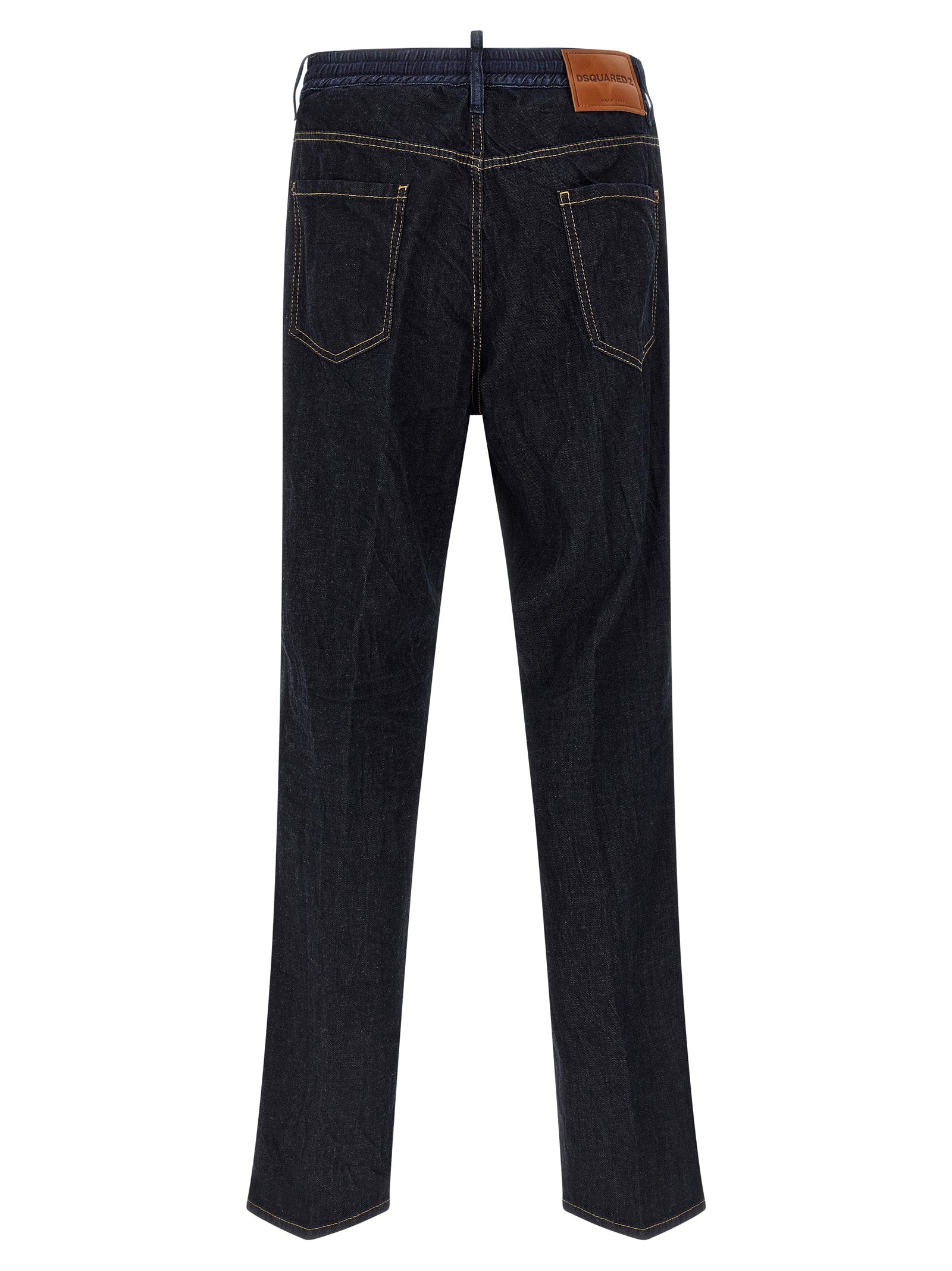 Blue Cotton Straight-Leg Jeans