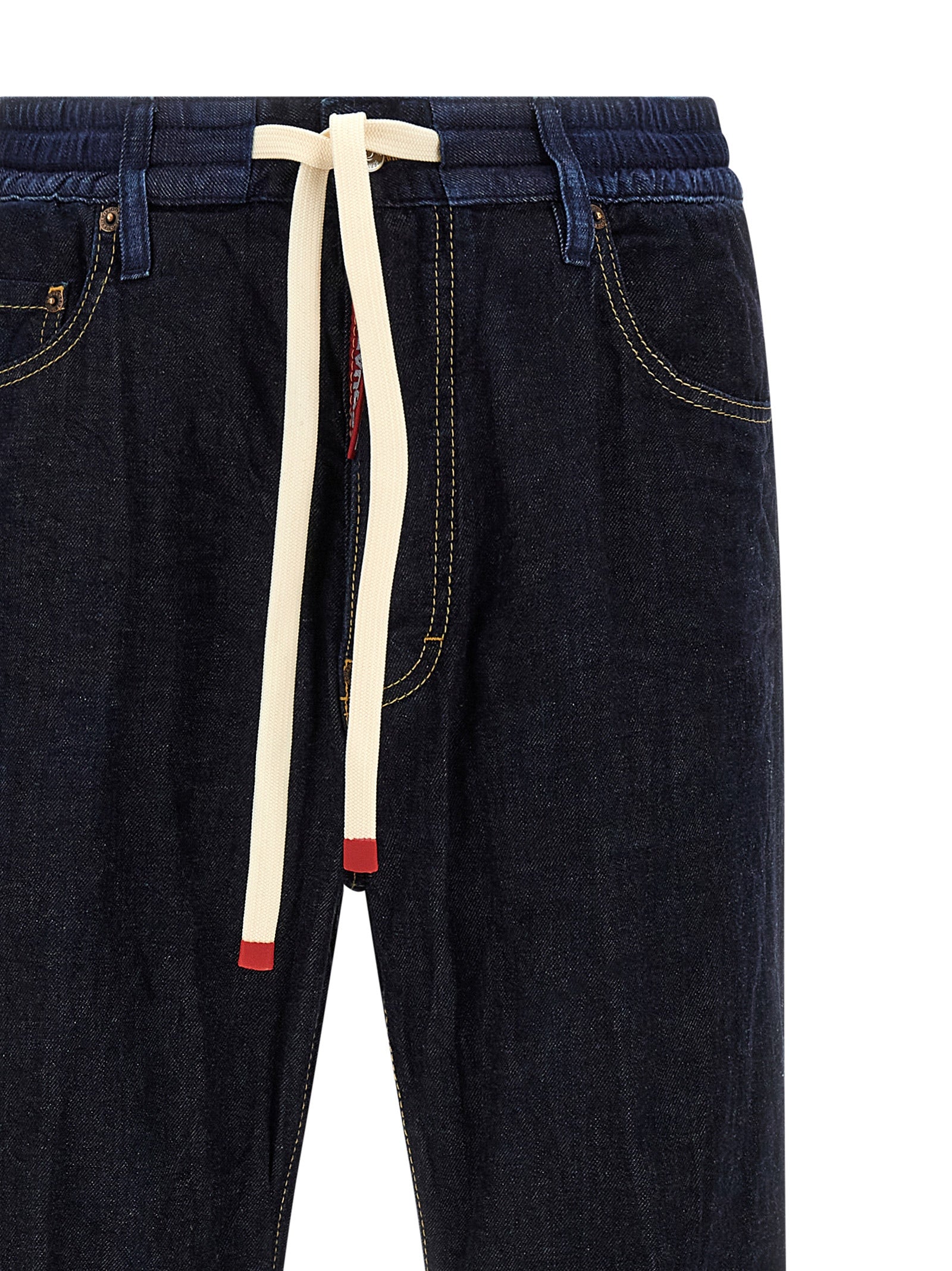 Blue Cotton Straight-Leg Jeans