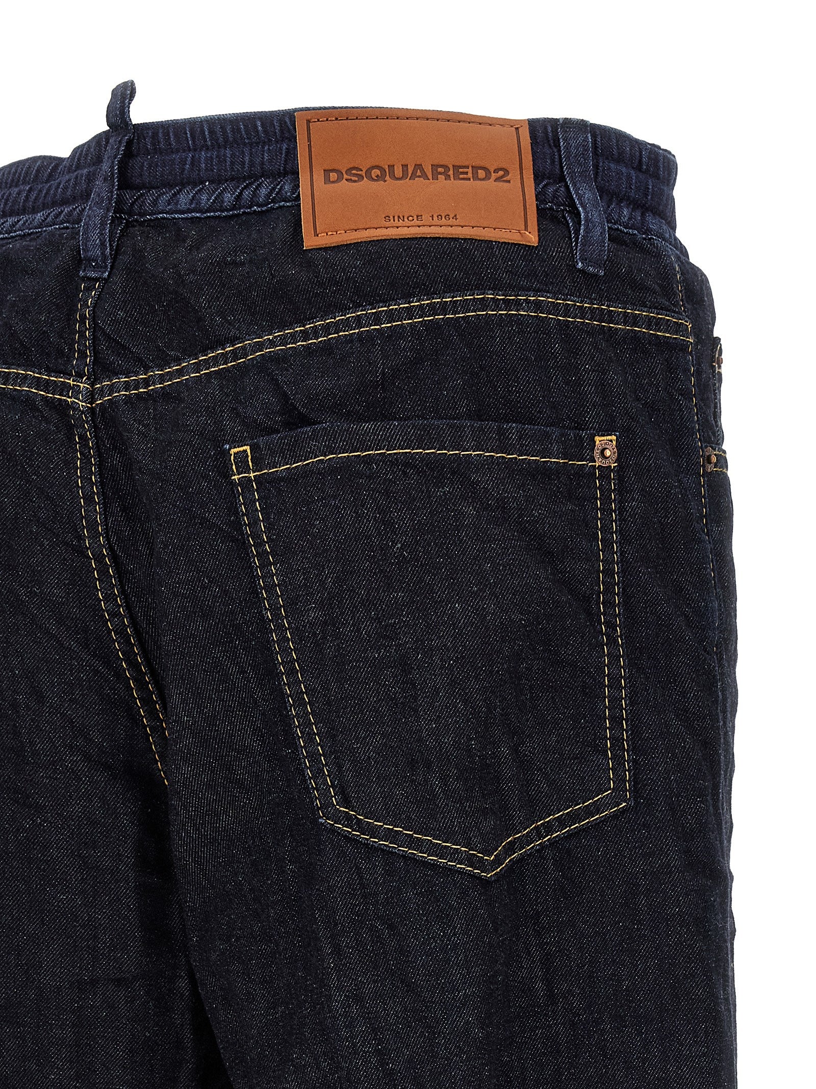 Blue Cotton Straight-Leg Jeans