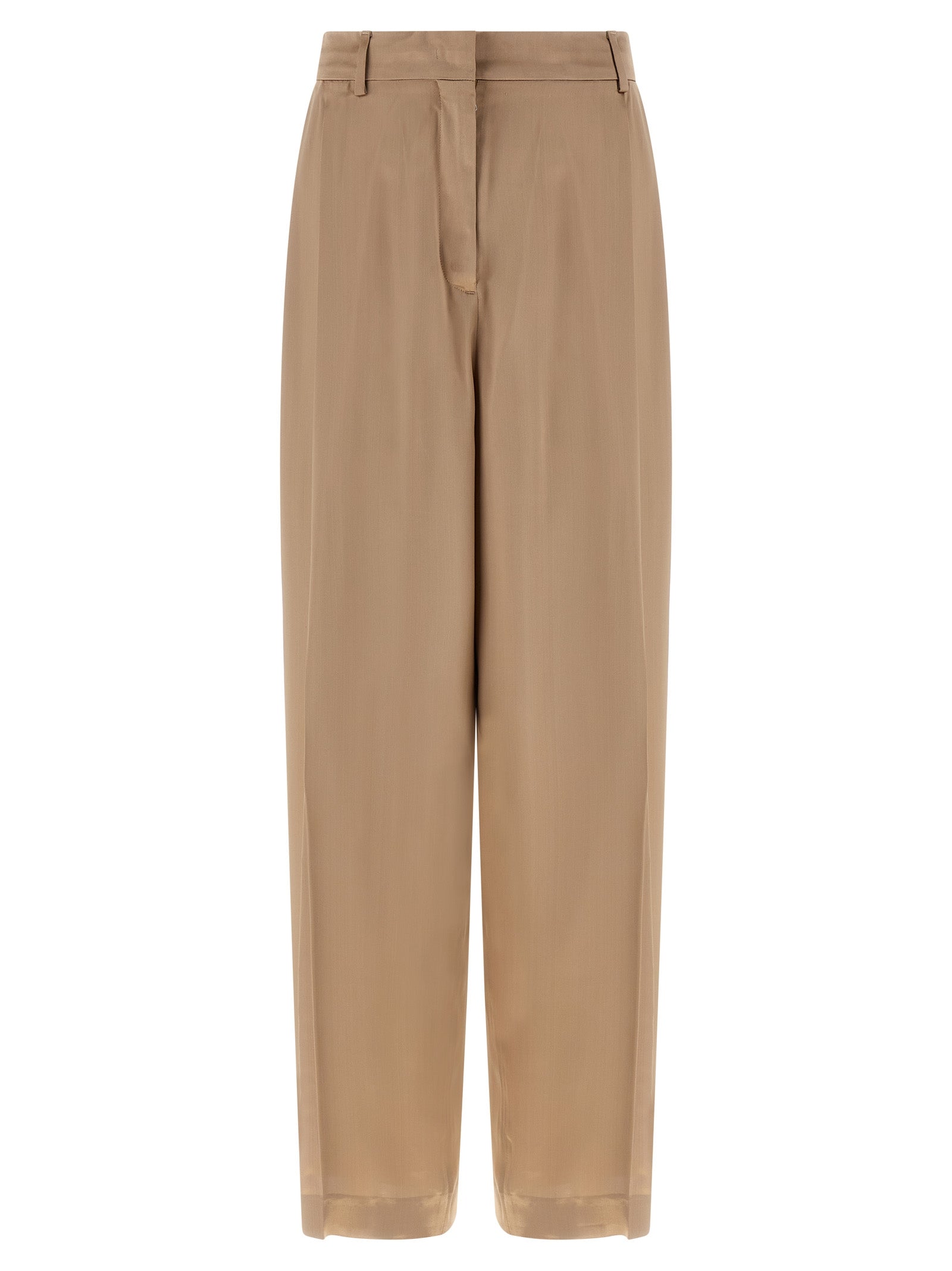 Beige Viscose Casual Pants