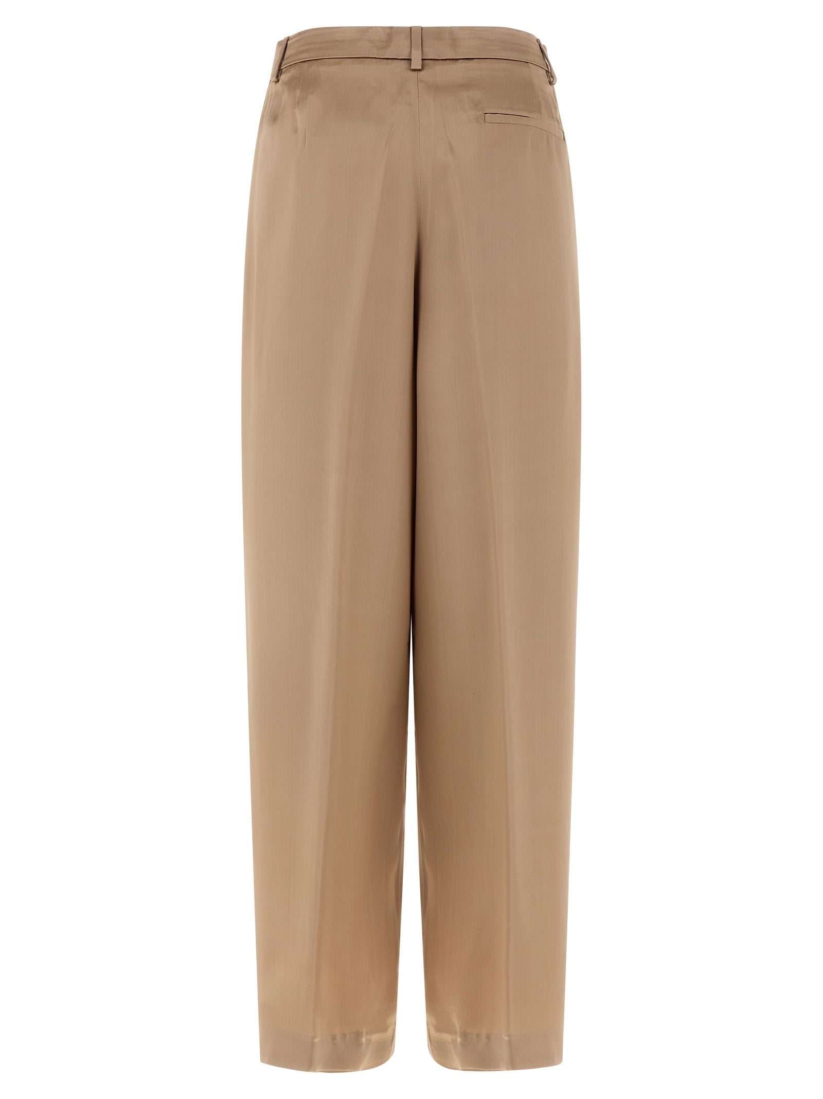 Beige Viscose Casual Pants