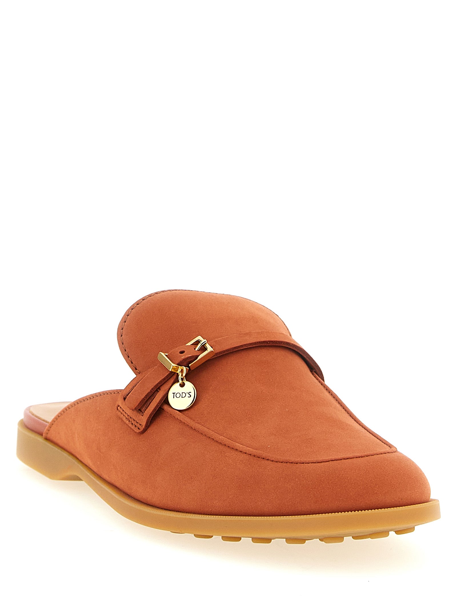 Orange Calfskin Mules