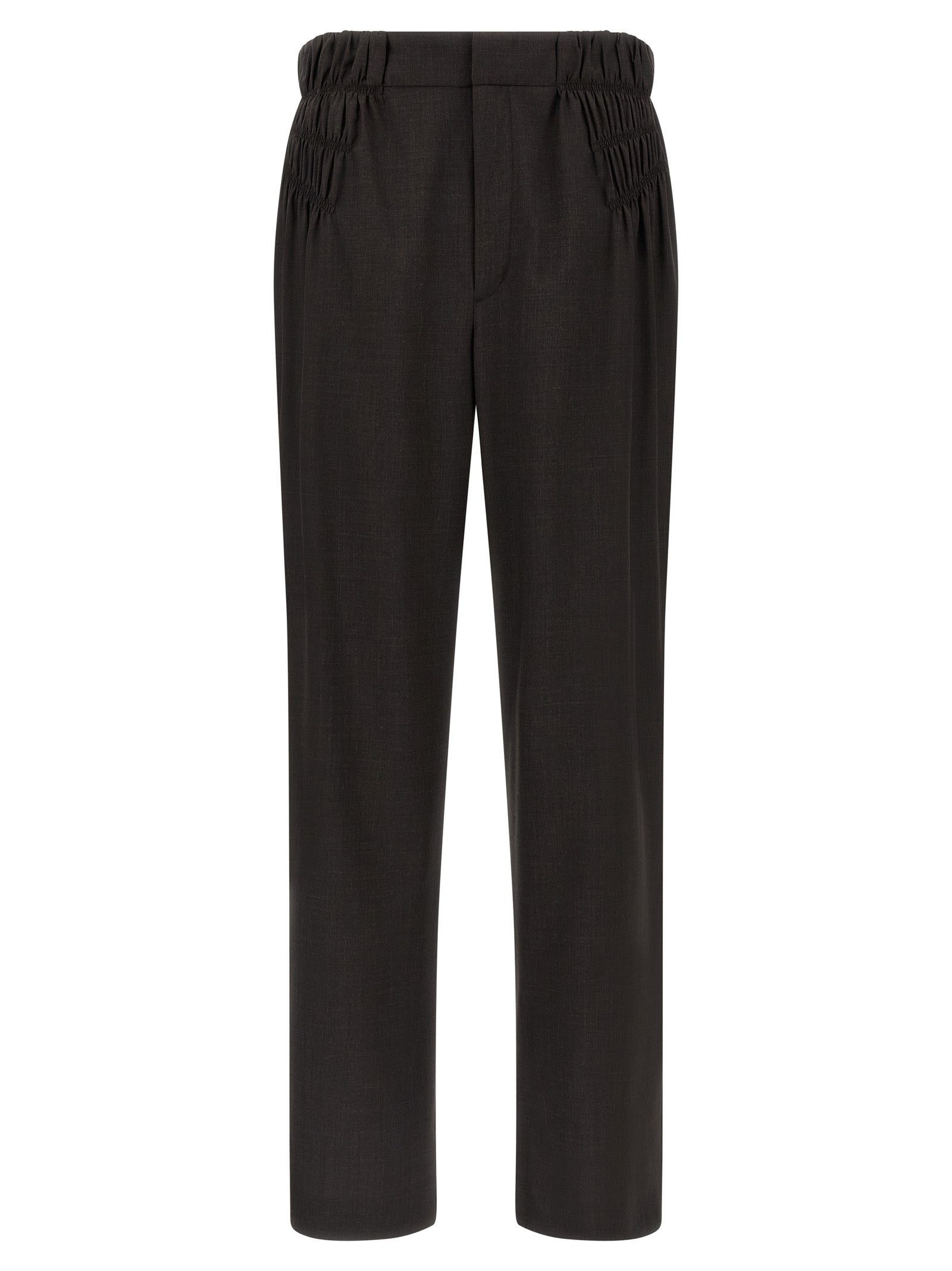 Brown Virgin Wool Casual Pants