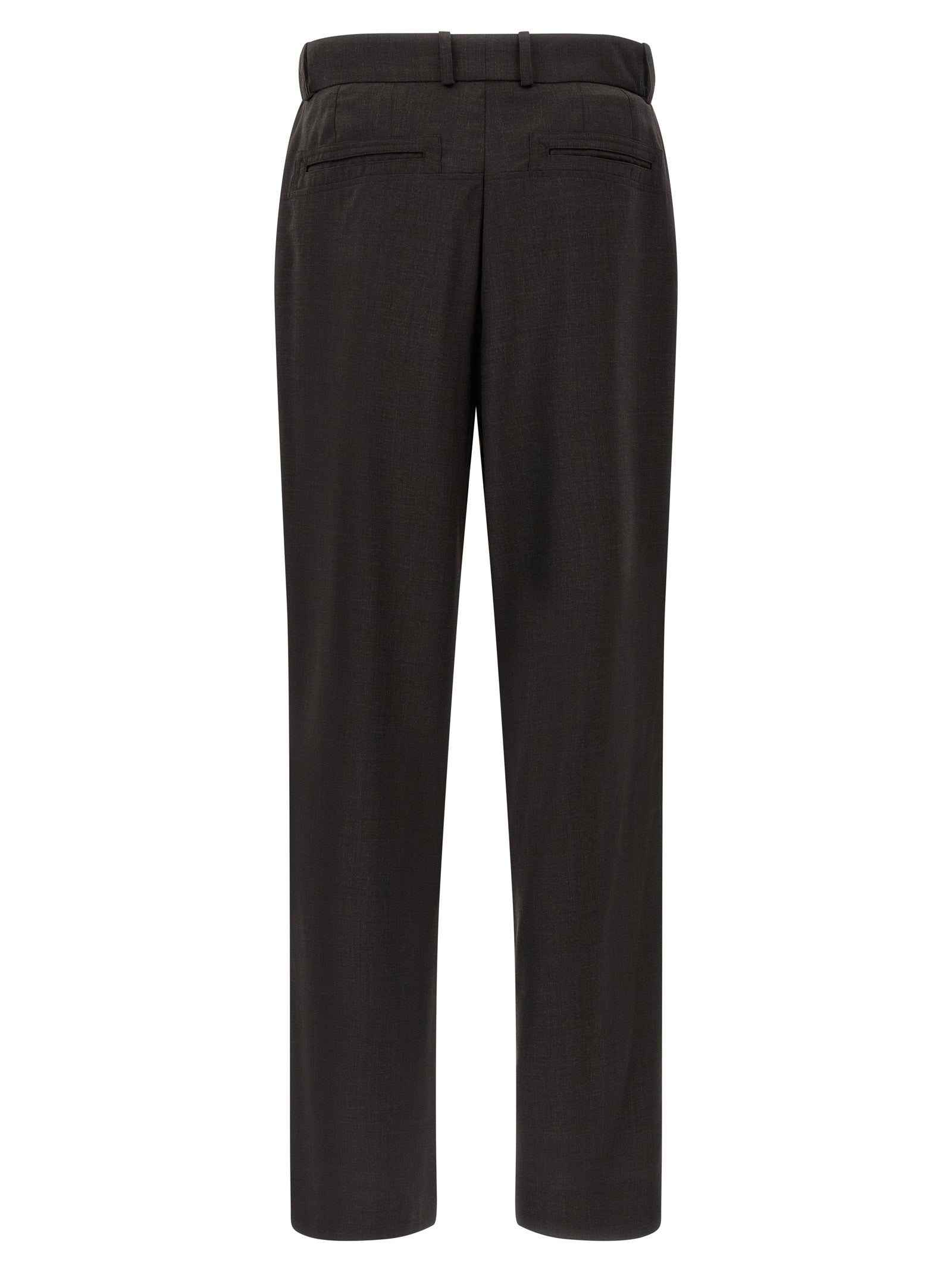Brown Virgin Wool Casual Pants
