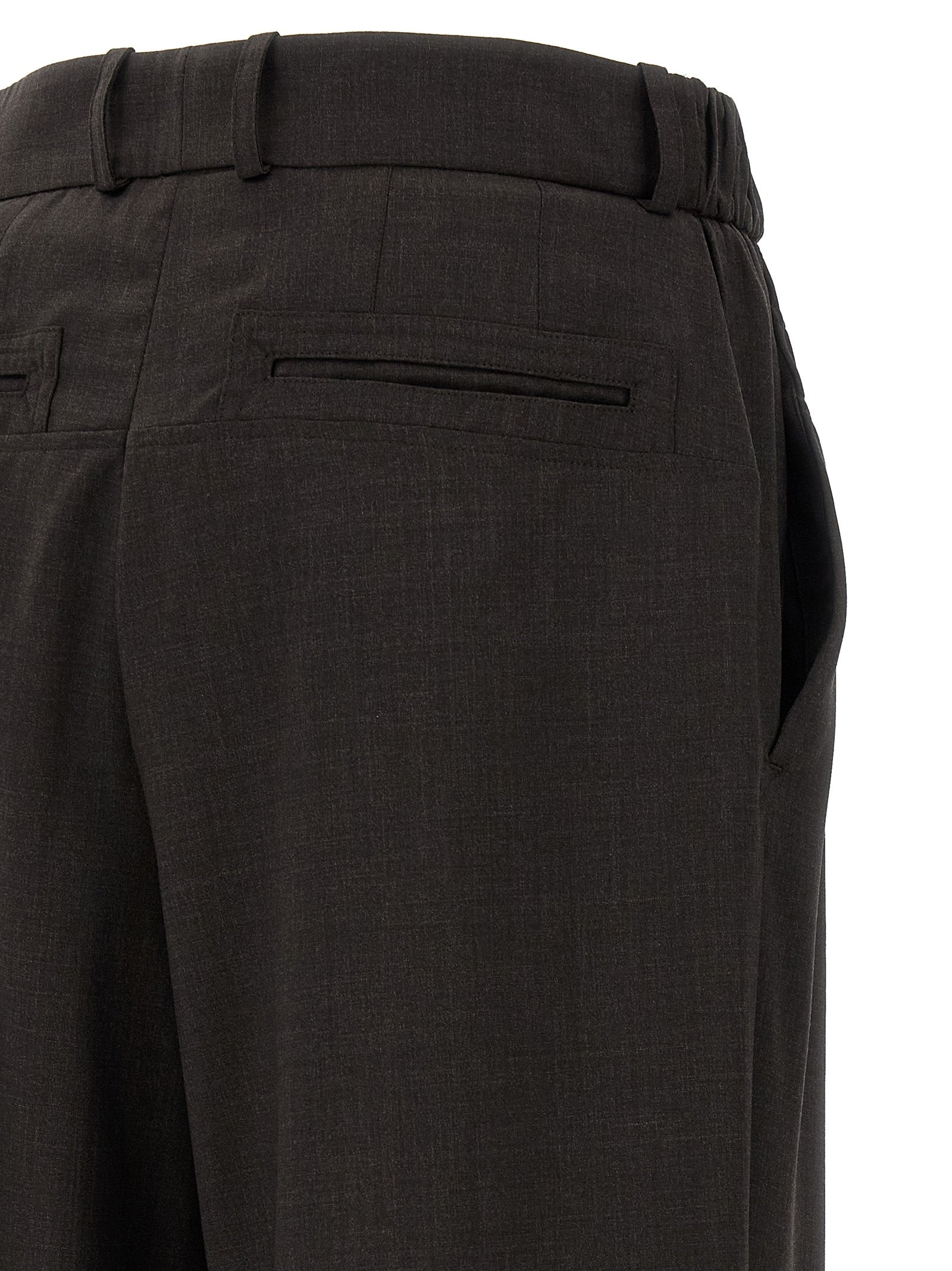 Brown Virgin Wool Casual Pants