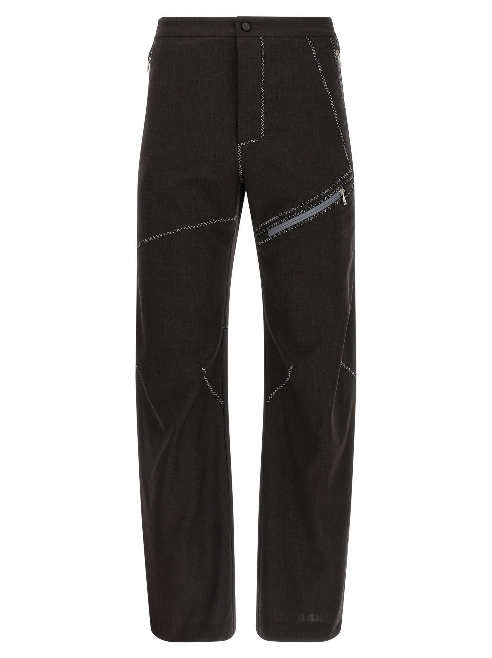 Brown Virgin Wool Casual Pants