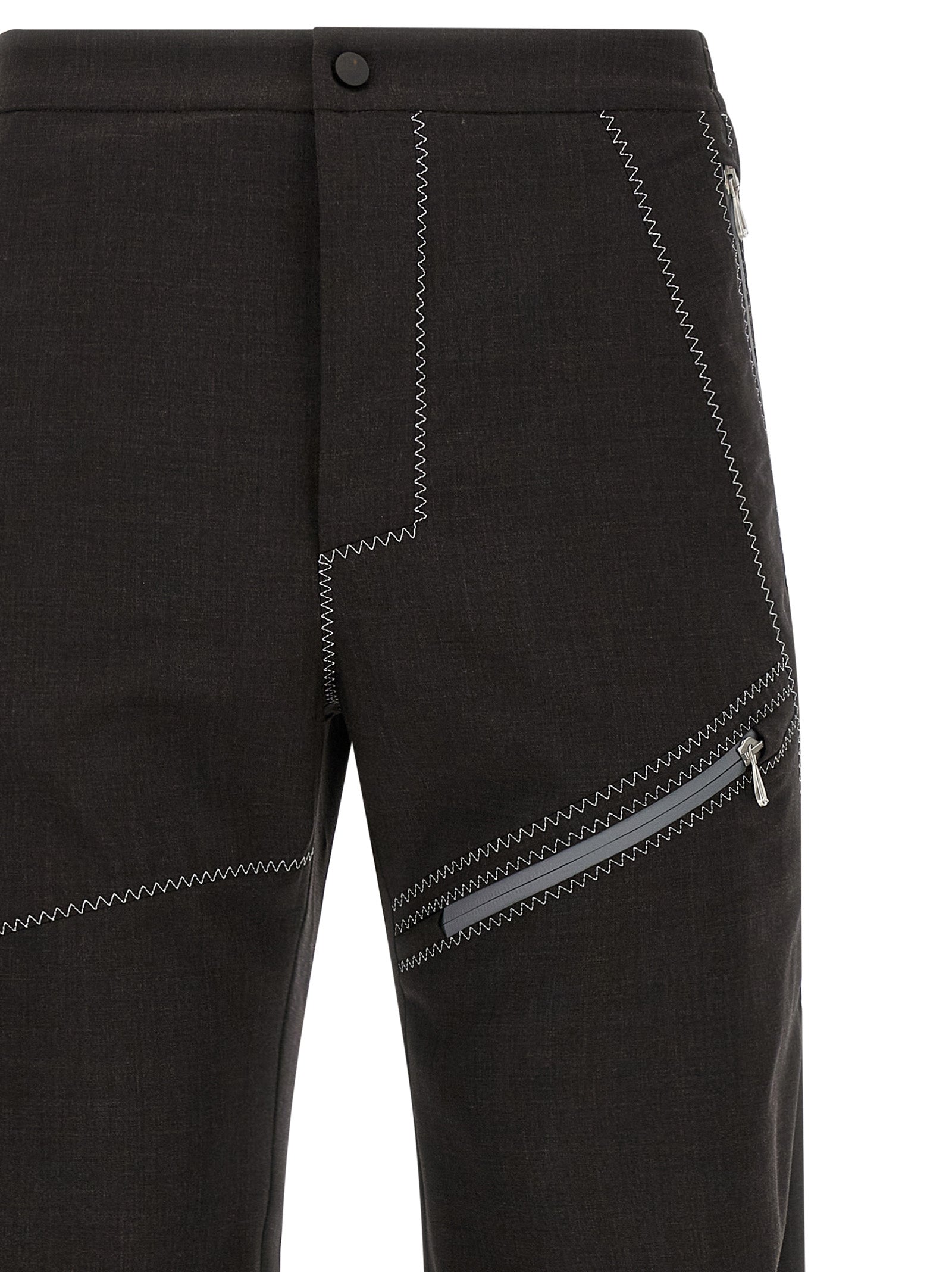 Brown Virgin Wool Casual Pants