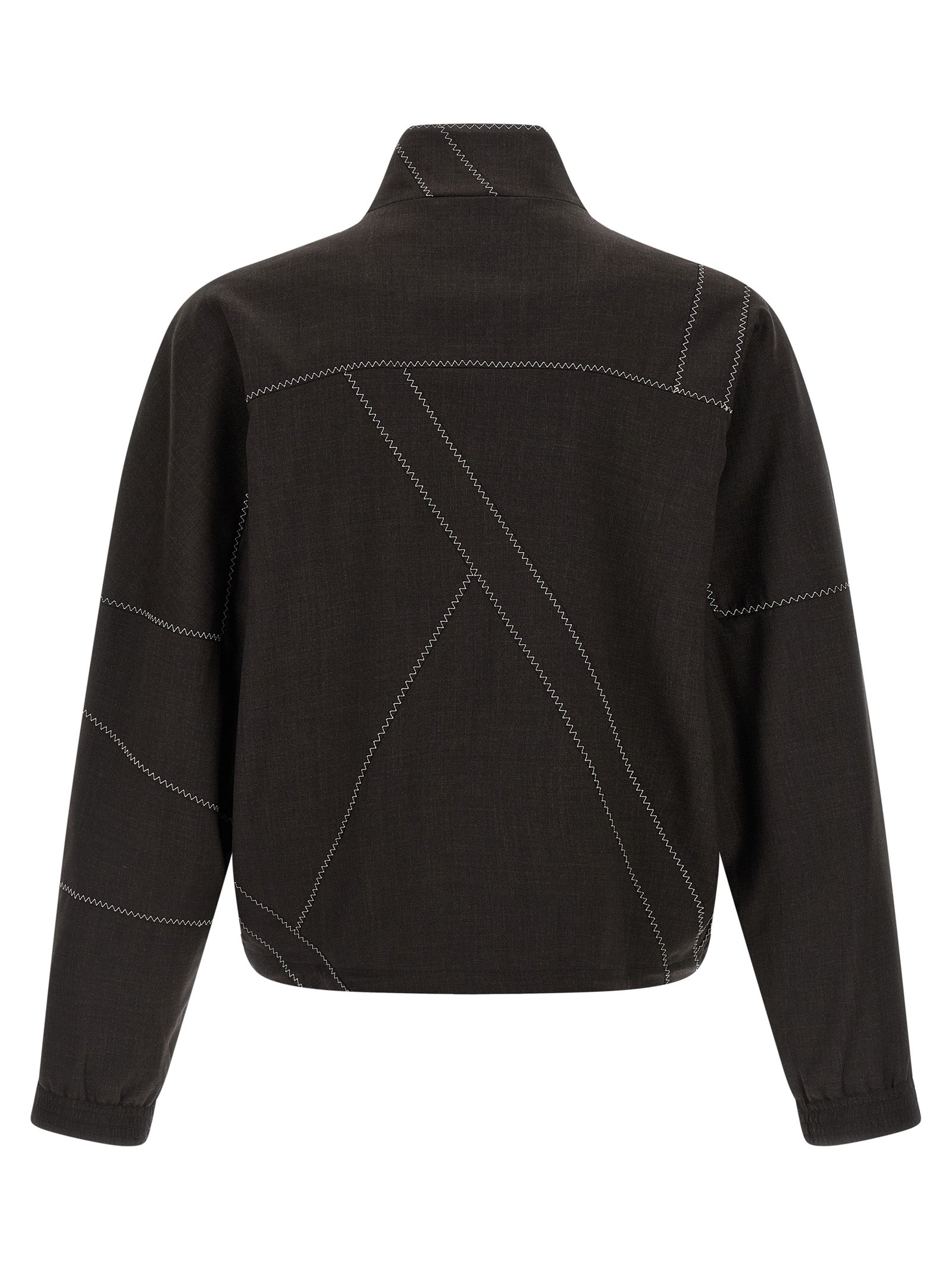 Brown Virgin Wool Full-Length Jacket