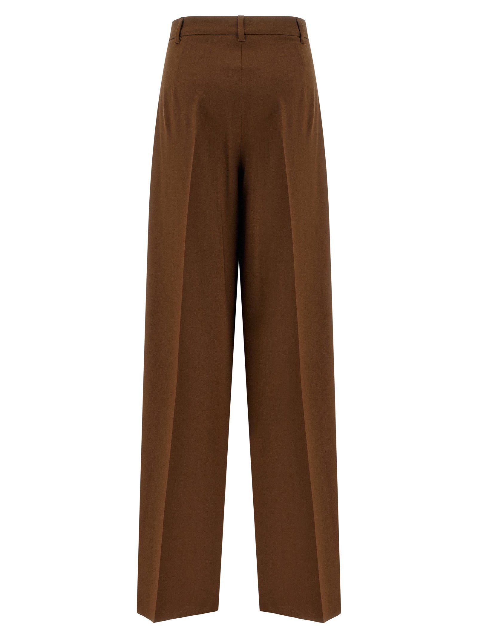Brown Virgin Wool Casual Pants