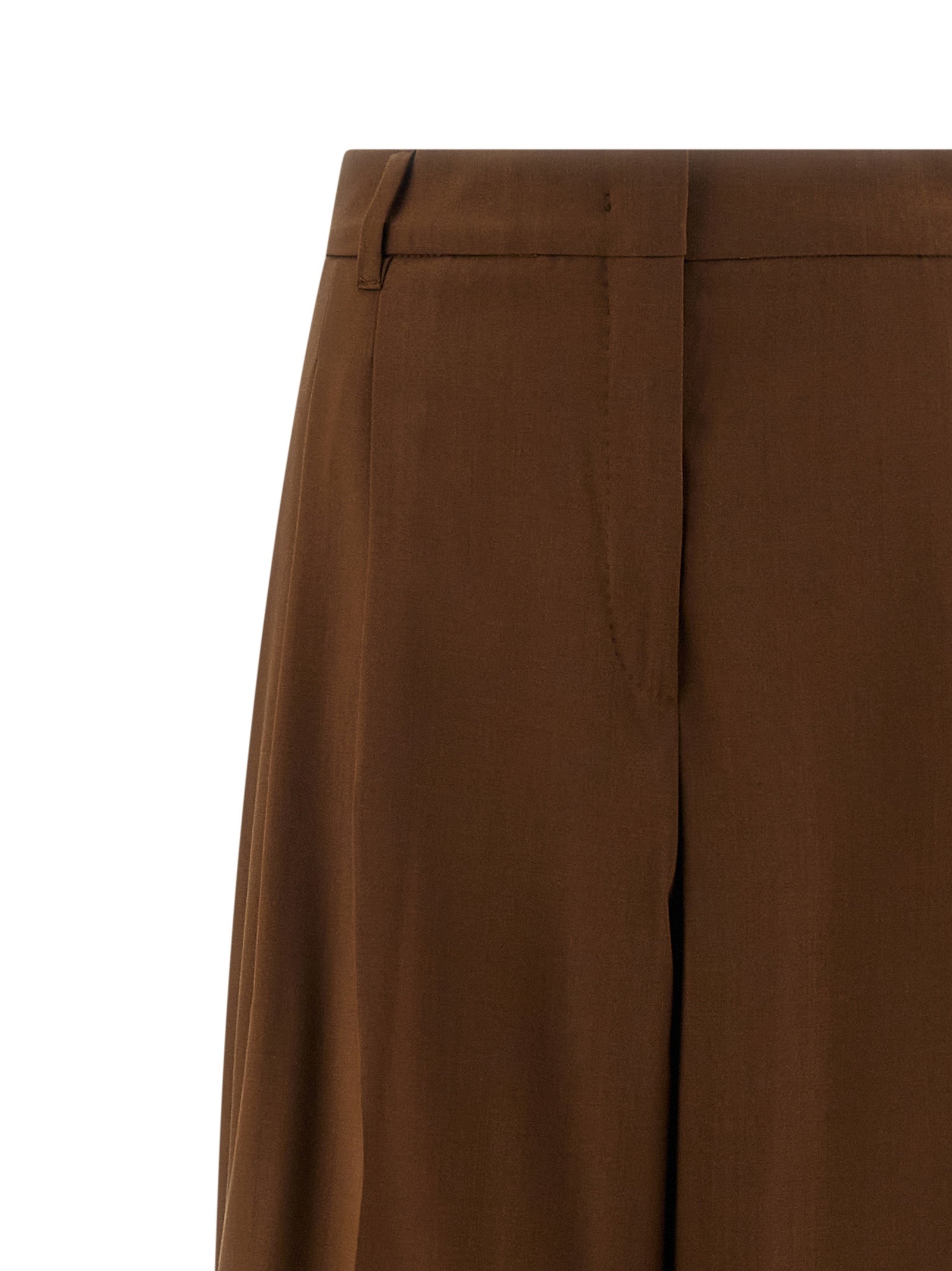 Brown Virgin Wool Casual Pants