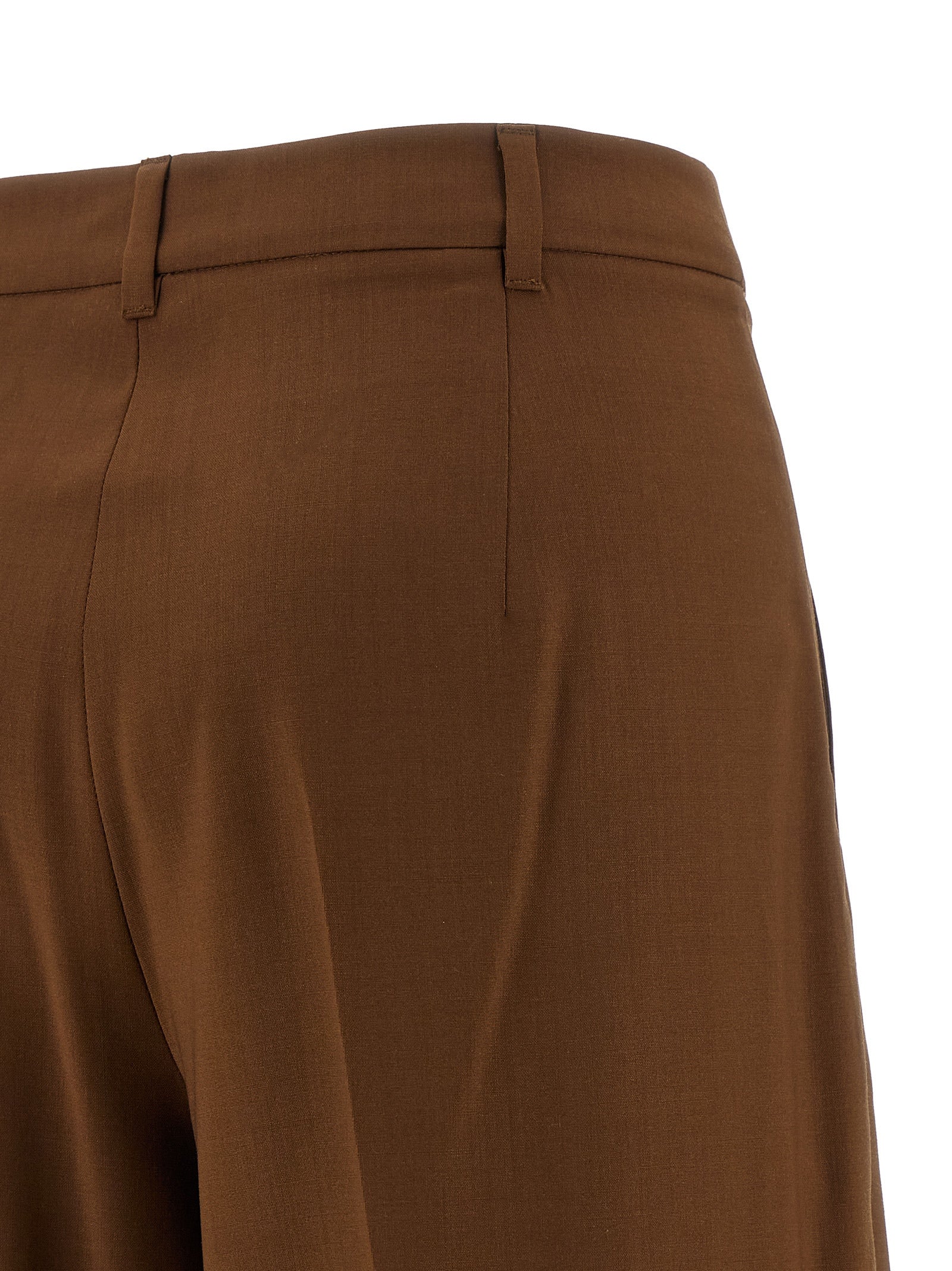 Brown Virgin Wool Casual Pants