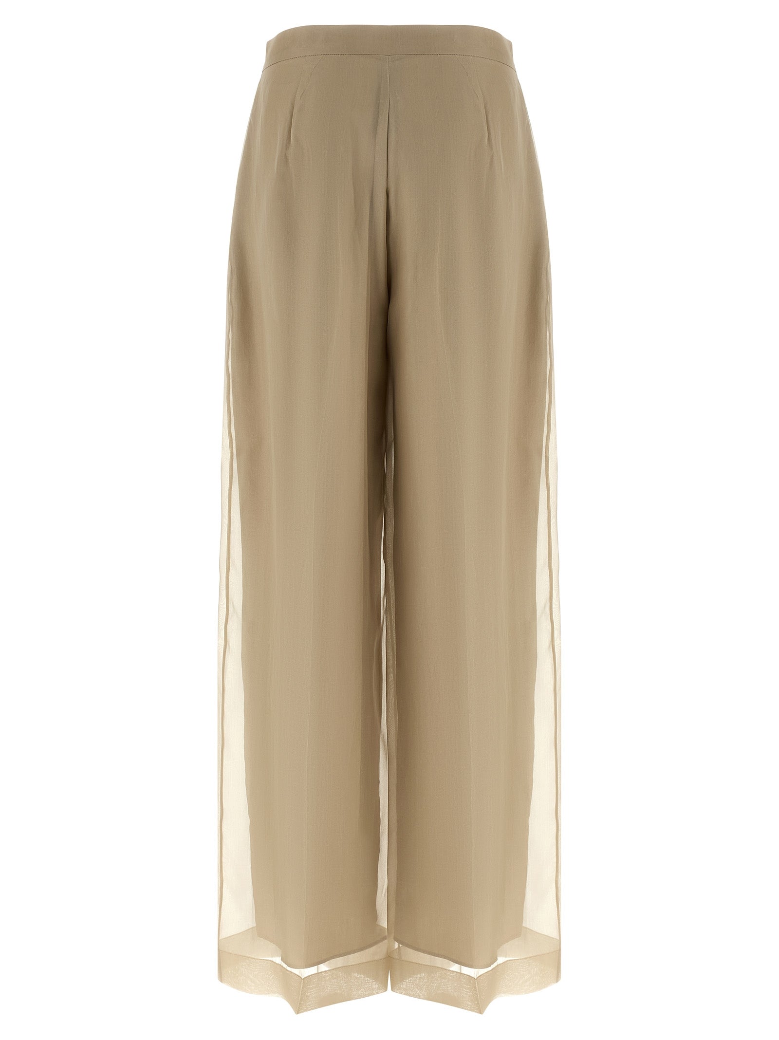 Beige Silk Casual Pants