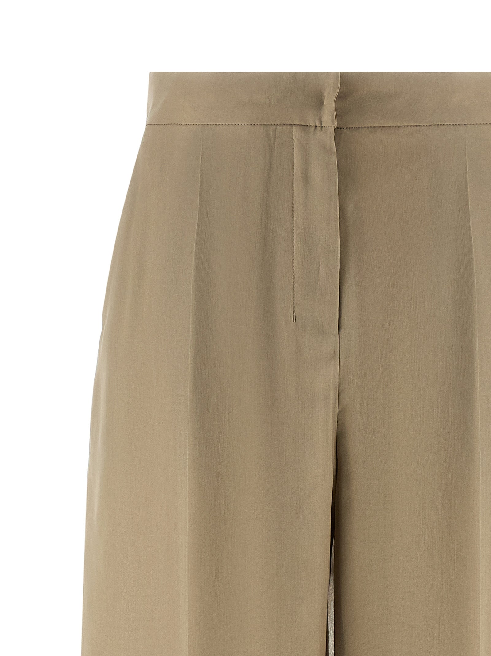 Beige Silk Casual Pants