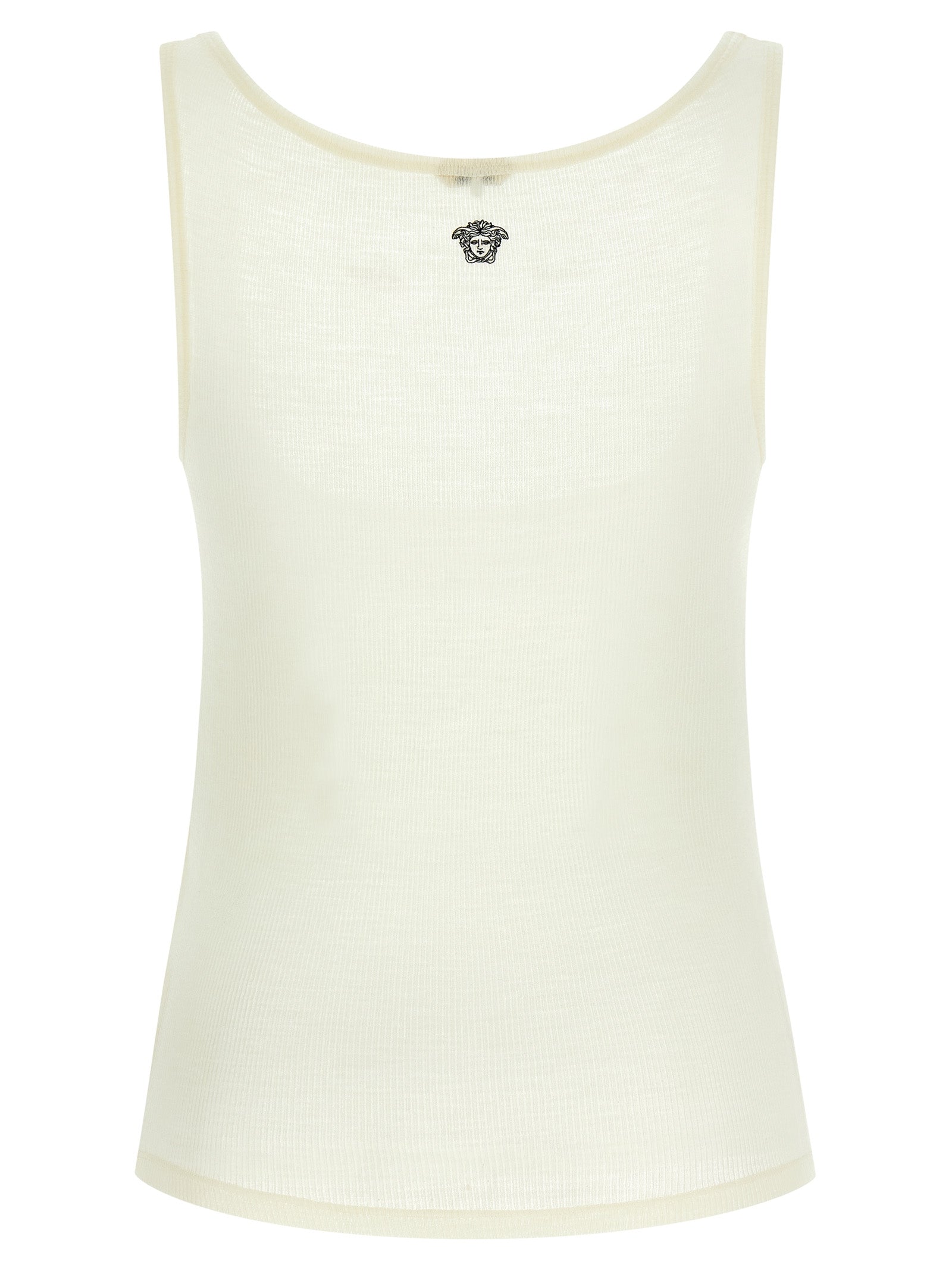 White Virgin Wool Sleeveles T-Shirt
