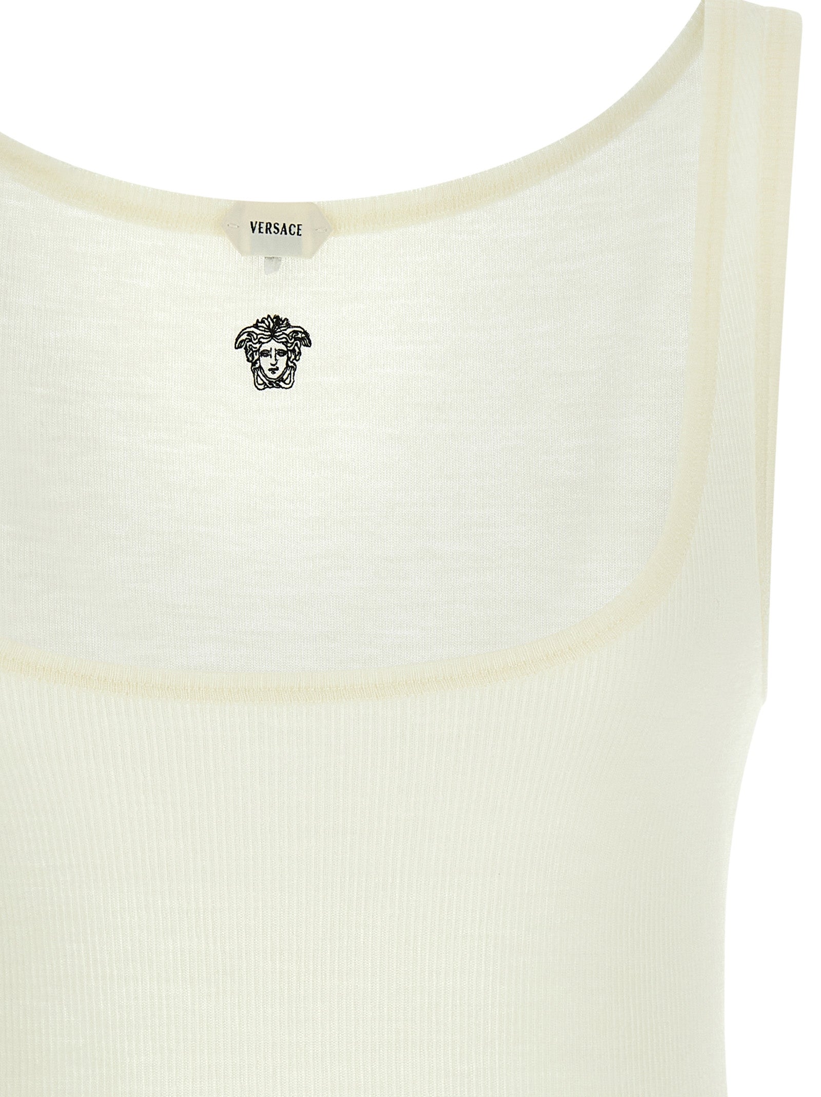 White Virgin Wool Sleeveles T-Shirt