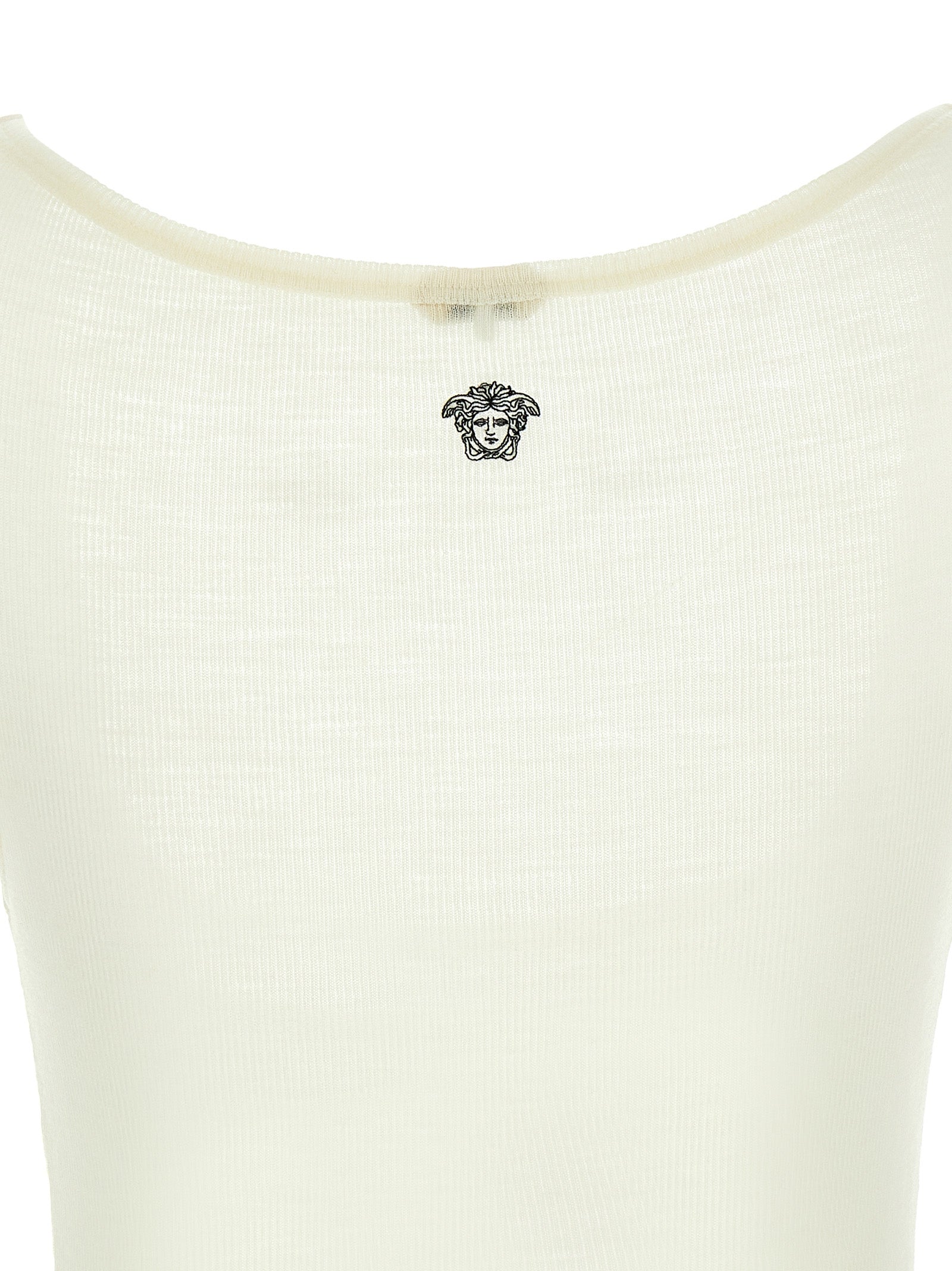 White Virgin Wool Sleeveles T-Shirt