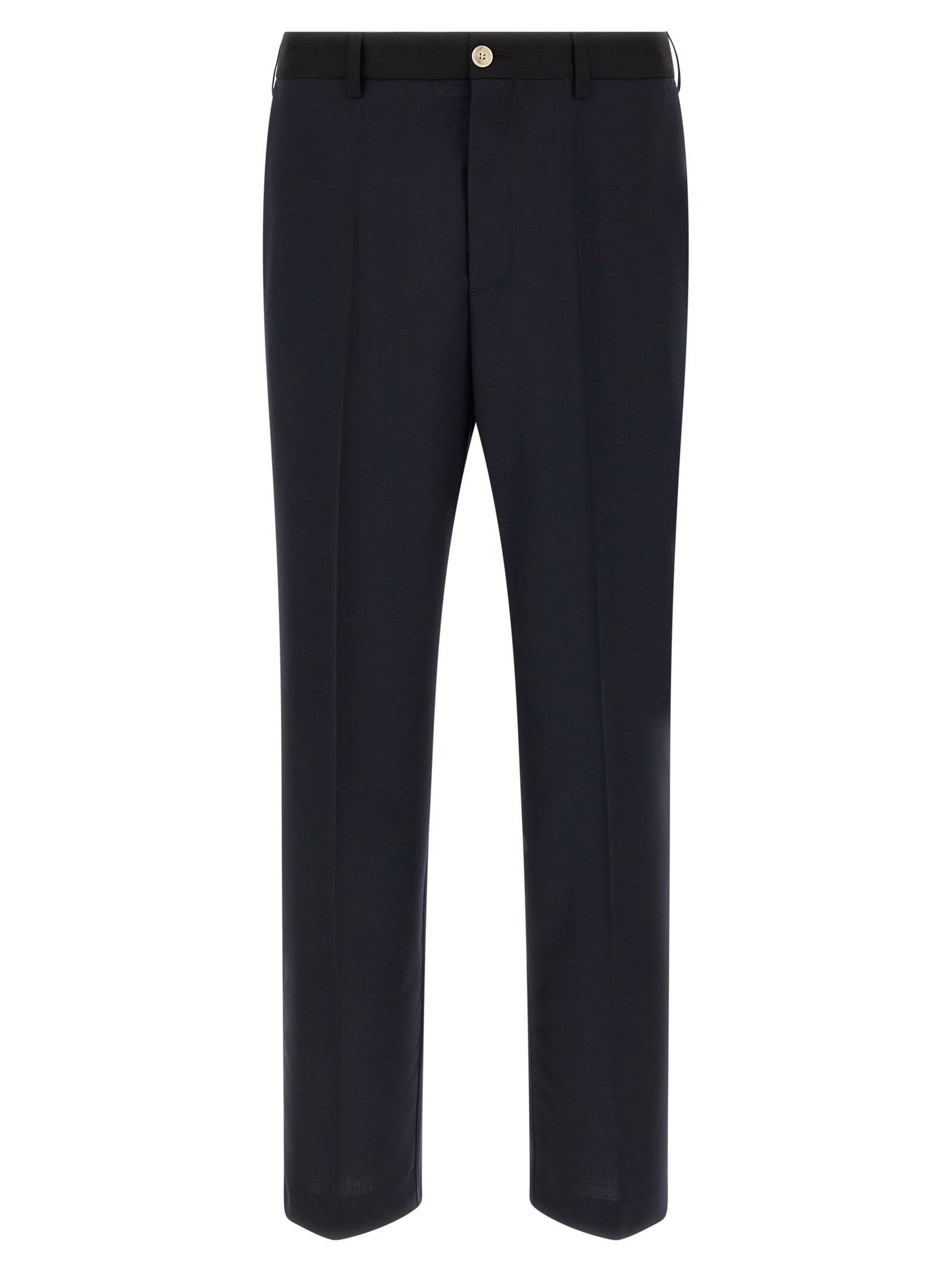 Blue Virgin Wool Casual Pants
