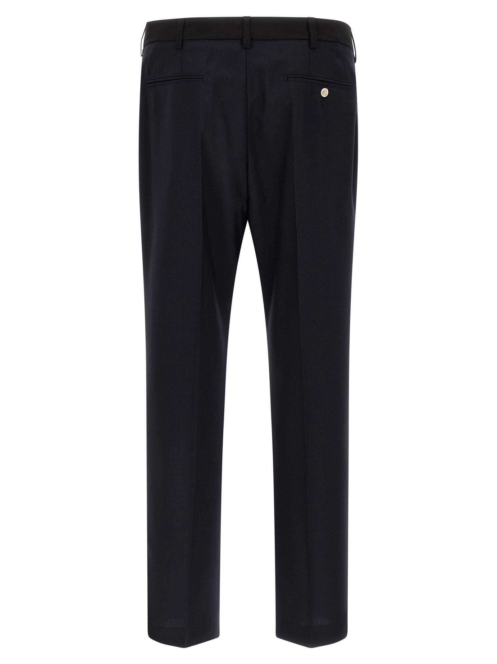 Blue Virgin Wool Casual Pants