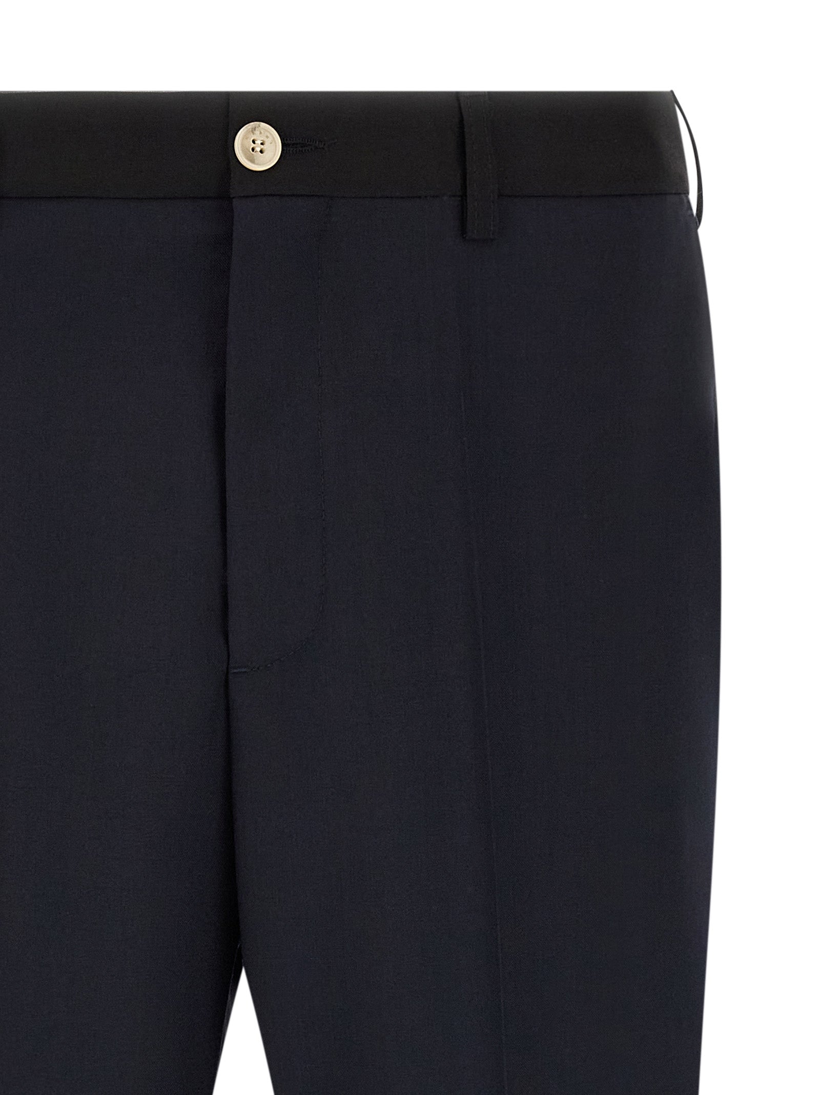 Blue Virgin Wool Casual Pants