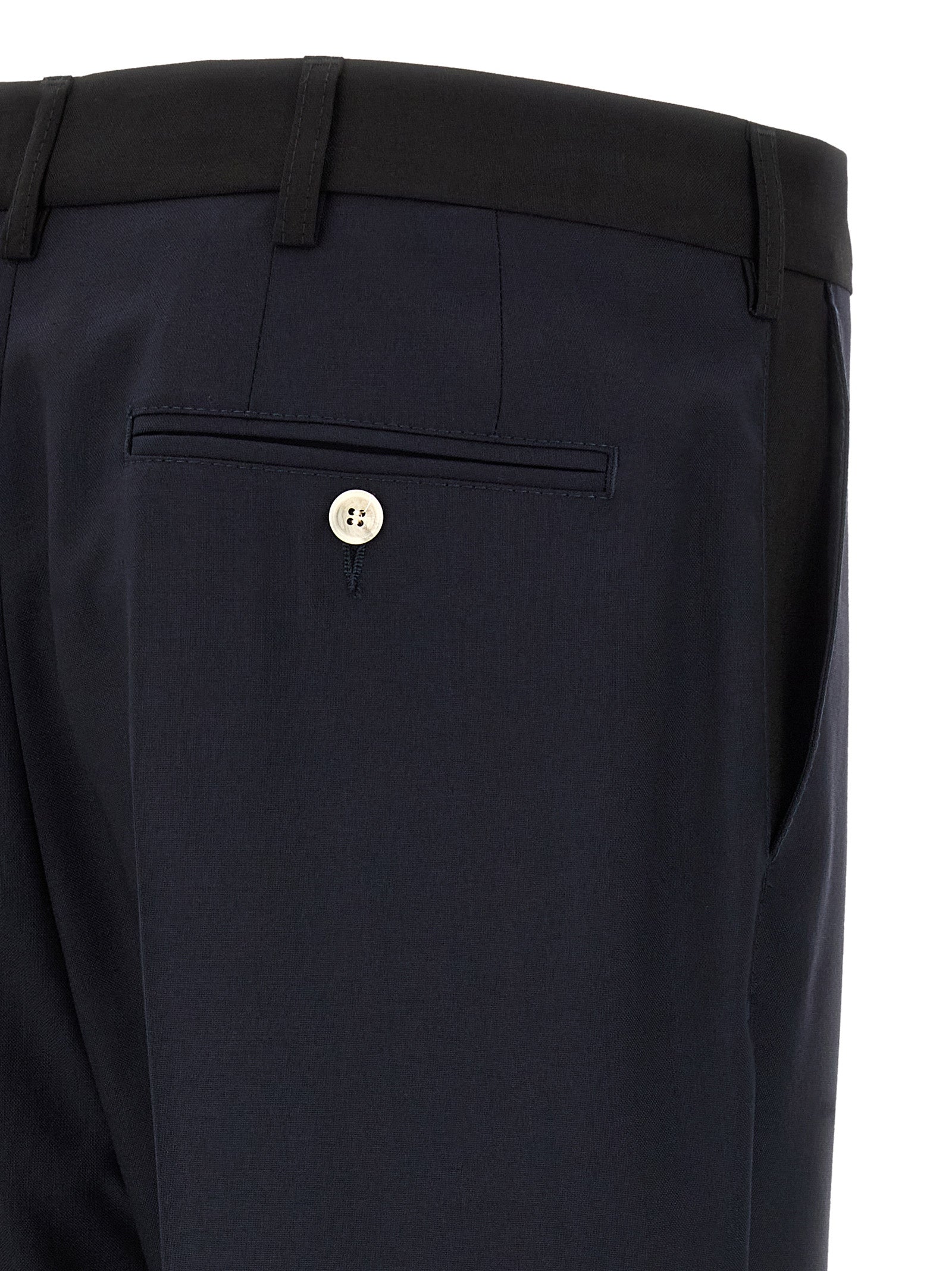 Blue Virgin Wool Casual Pants