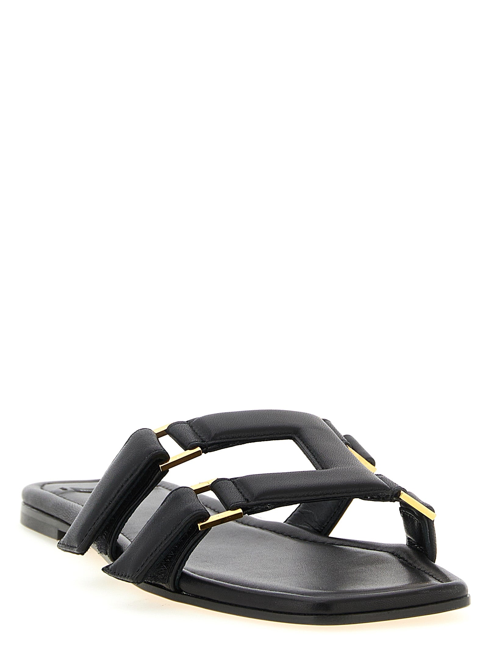 Black Lambskin Slides