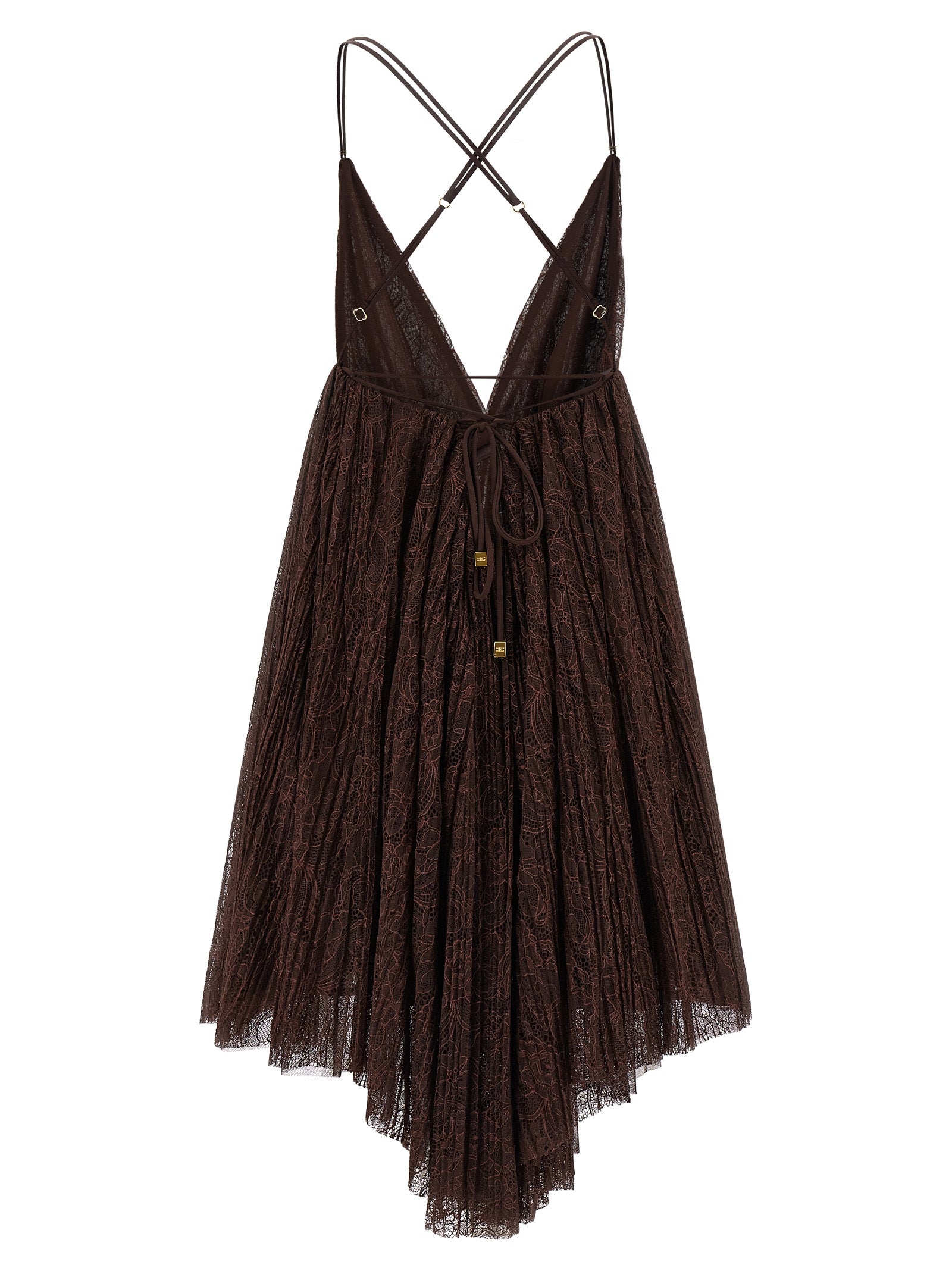 Brown Polyamide Short Dress