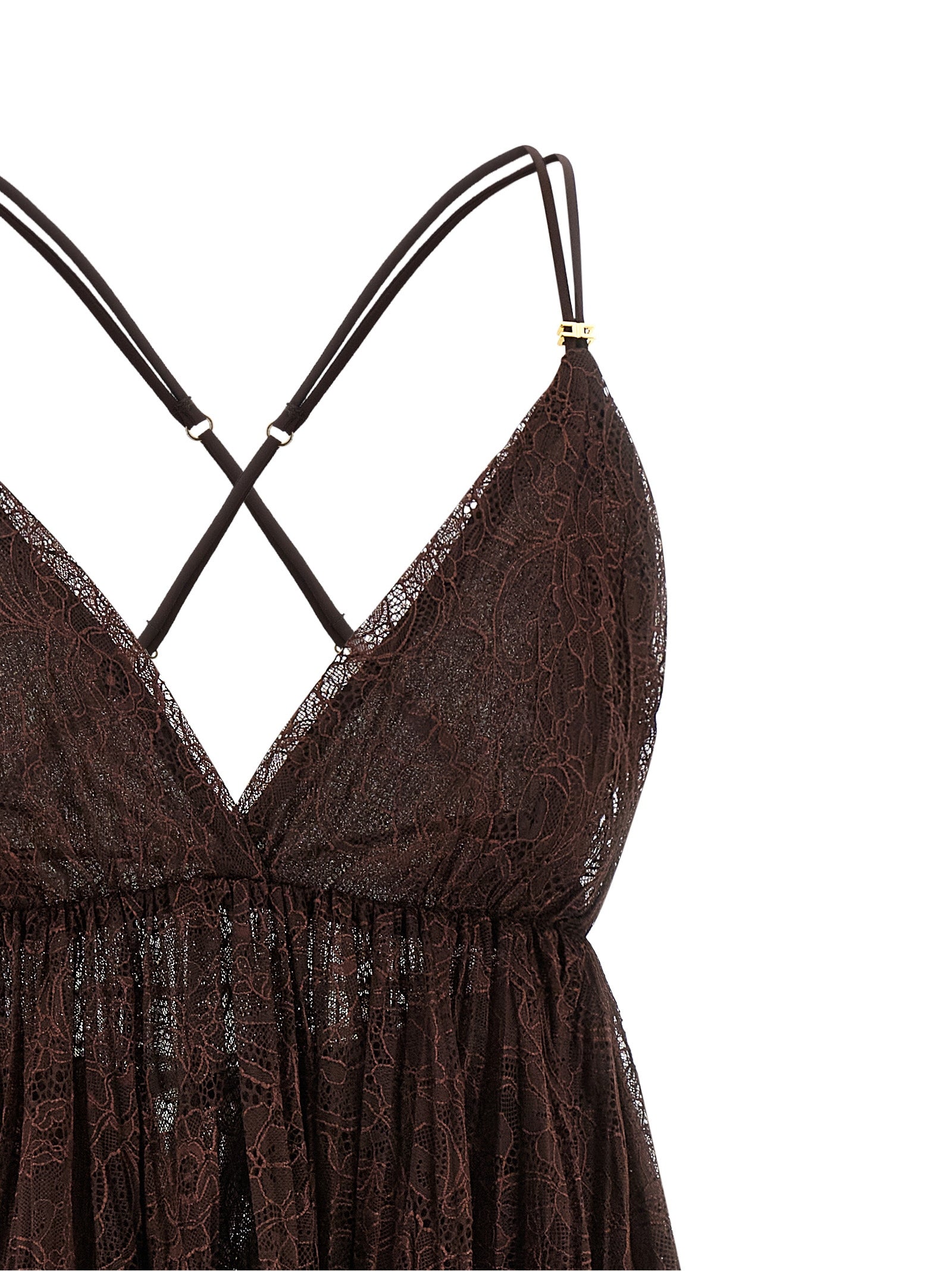 Brown Polyamide Short Dress