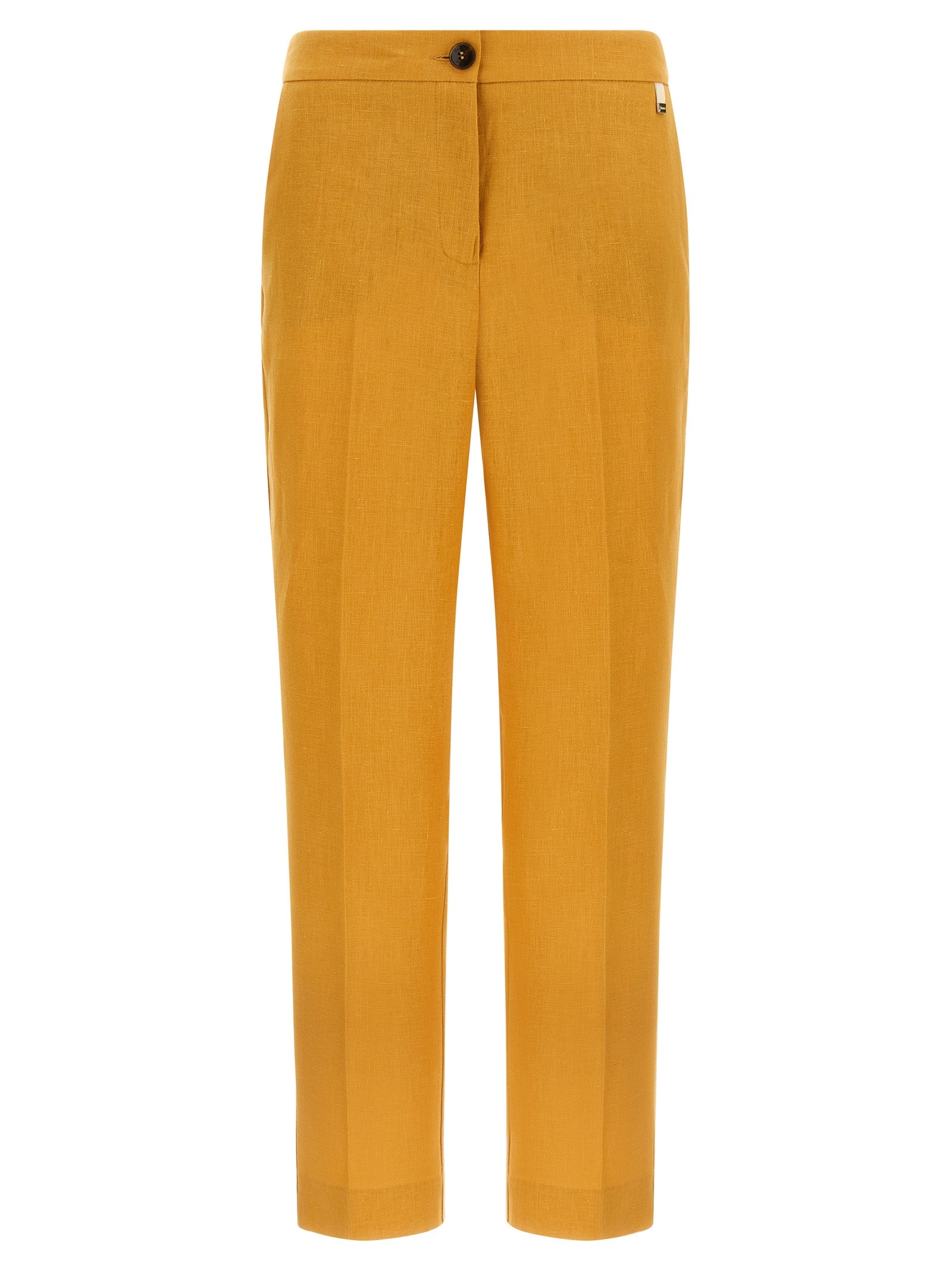 Orange Linen Casual Pants