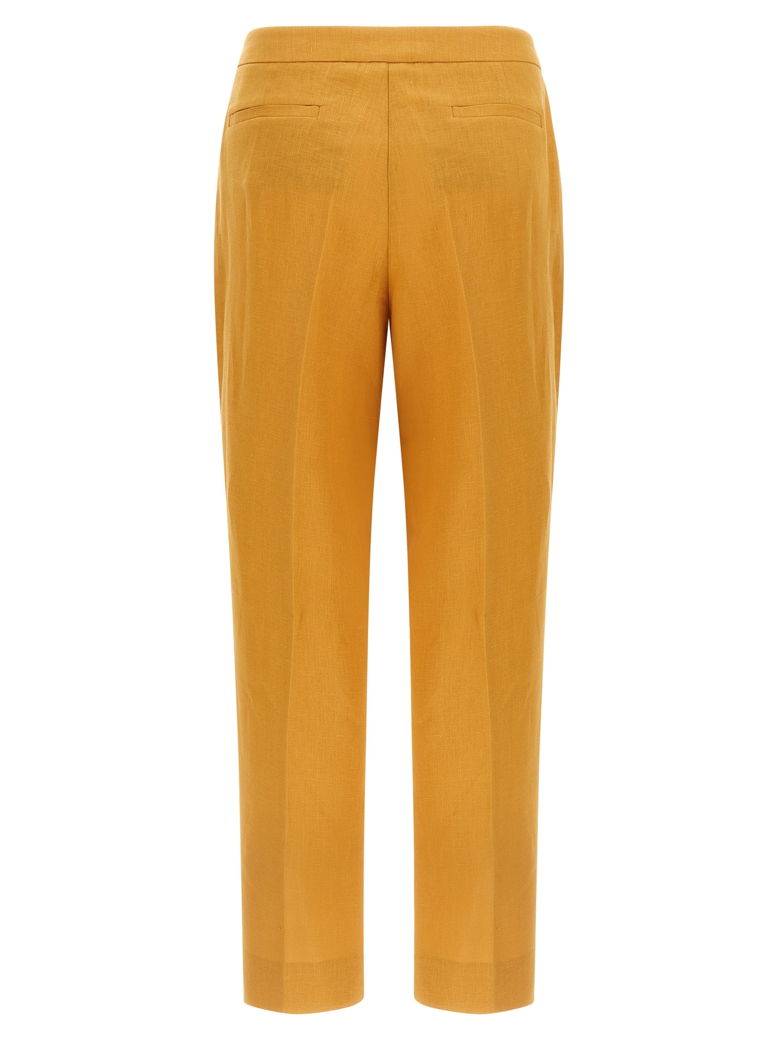 Orange Linen Casual Pants