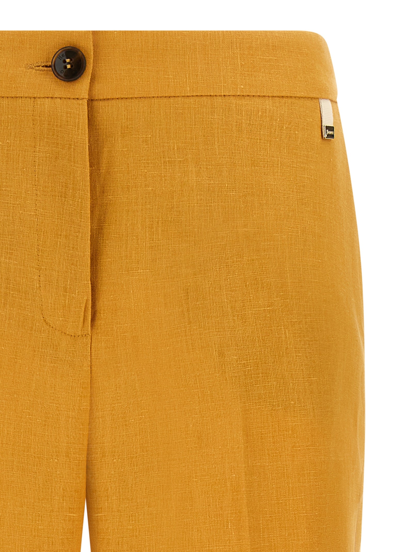 Orange Linen Casual Pants