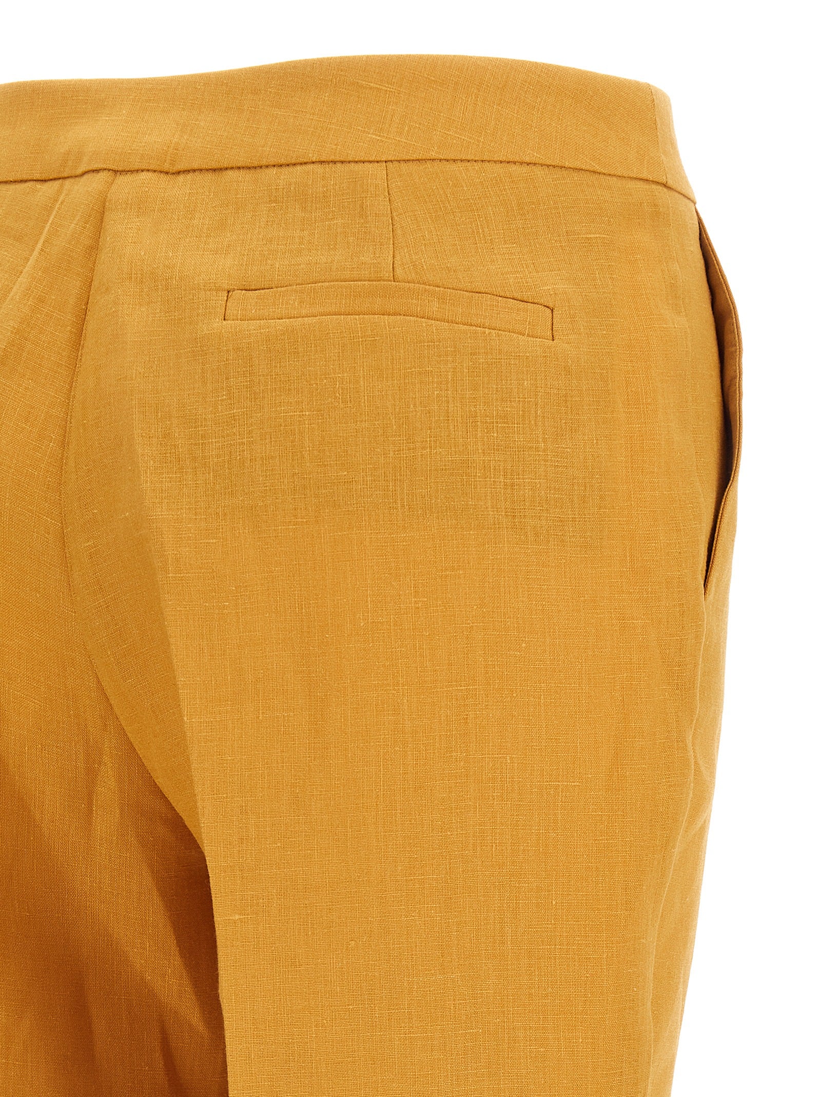 Orange Linen Casual Pants