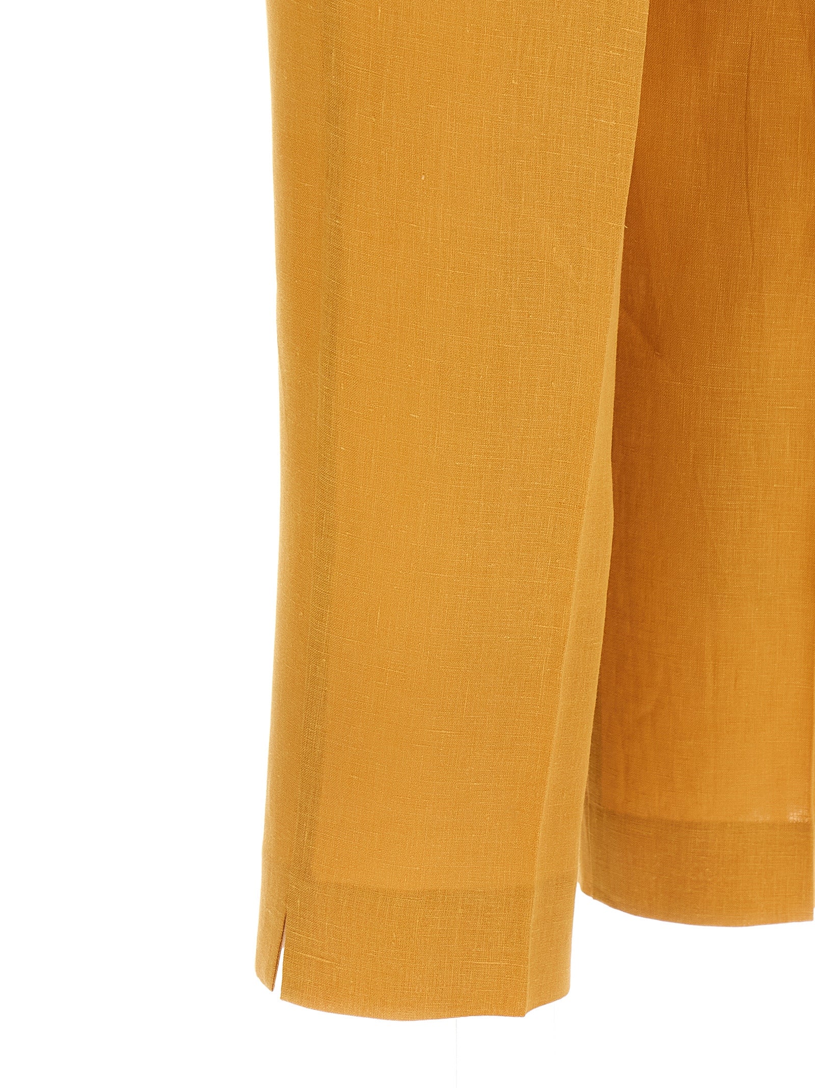 Orange Linen Casual Pants