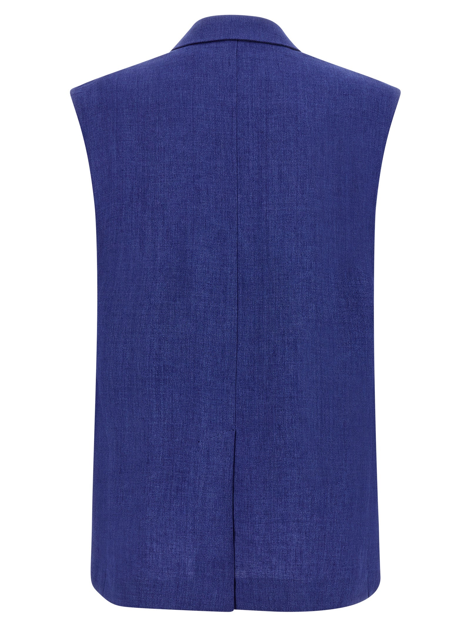 Blue Linen Sleeveless Jacket