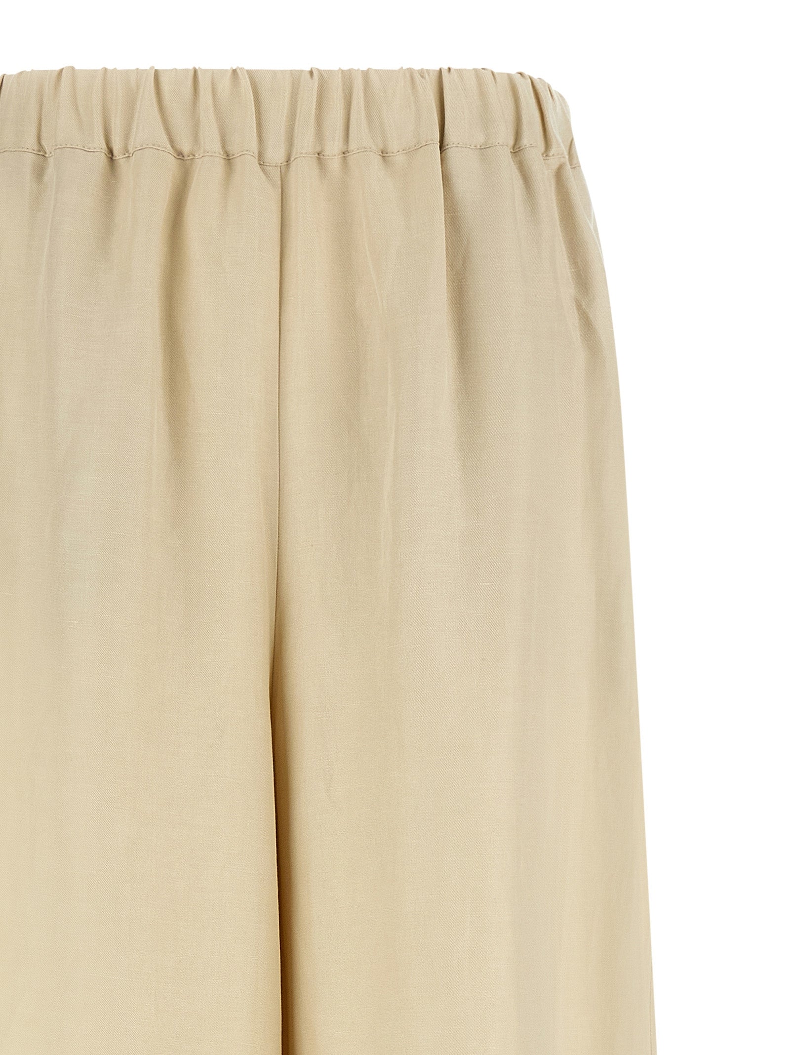 Beige Linen Casual Pants