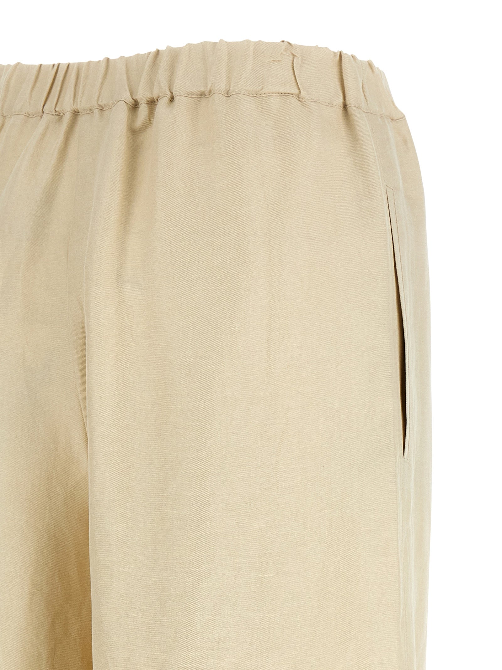 Beige Linen Casual Pants