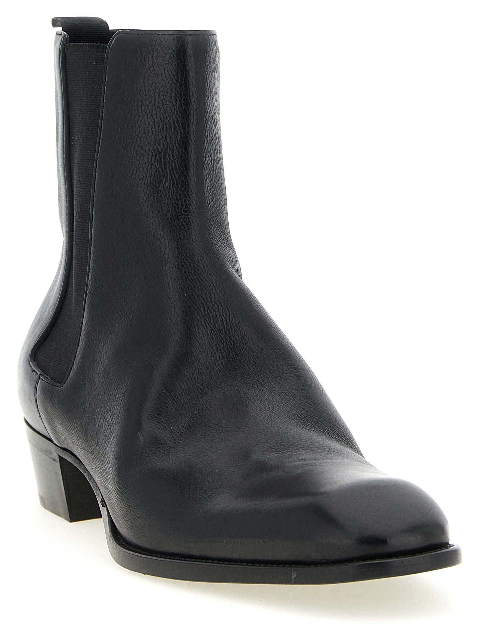 Black Calfskin Chelsea Boots