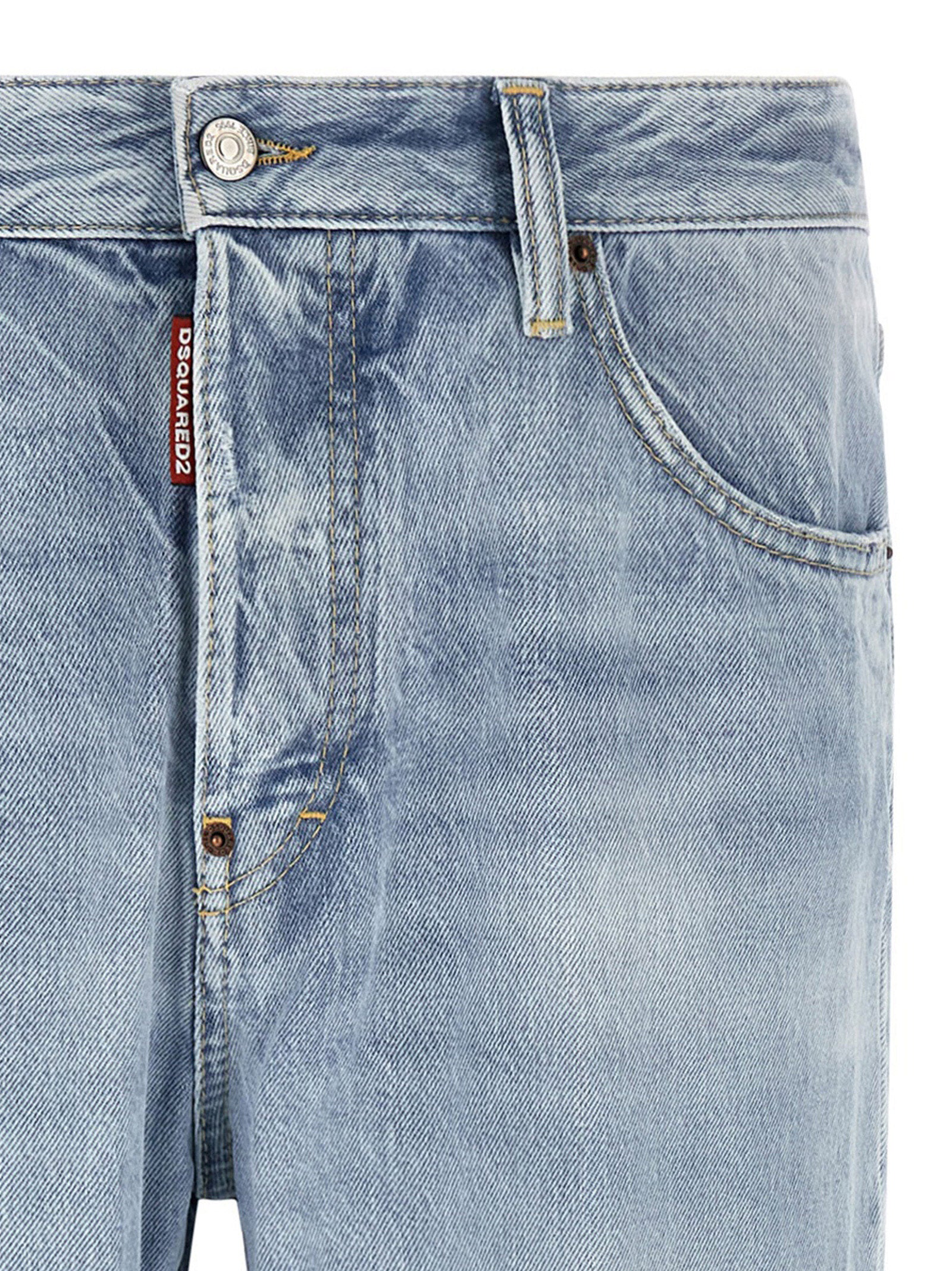 Blue Cotton Straight-Leg Jeans