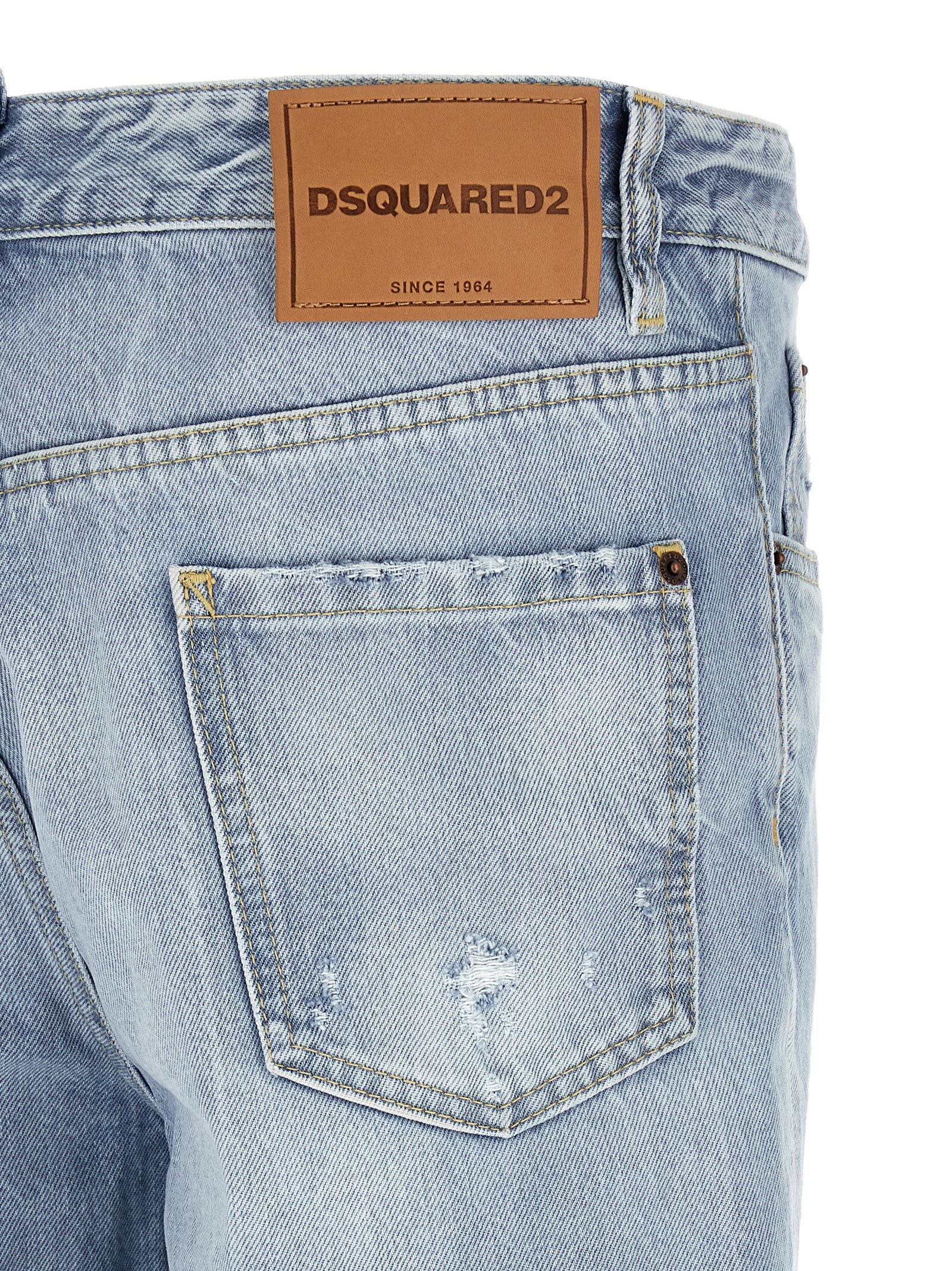 Blue Cotton Straight-Leg Jeans