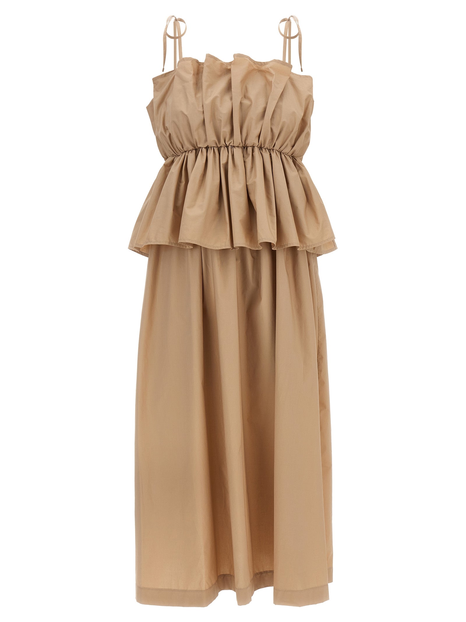 Beige Cotton Long Dress