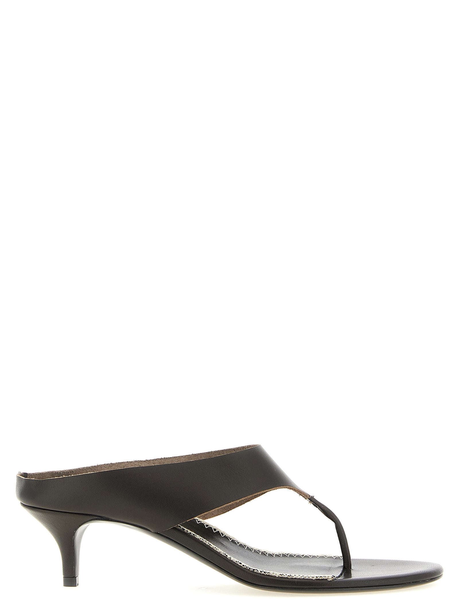 Brown Leather Stiletto Heel Sandals