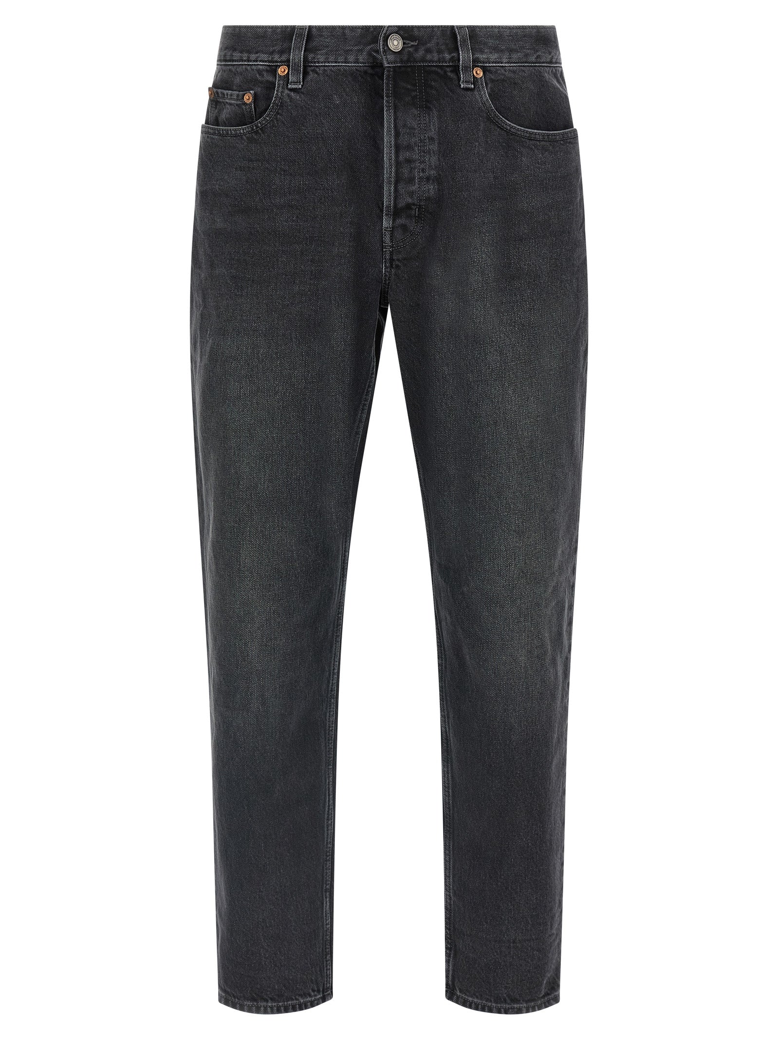 Black Cotton Straight-Leg Jeans