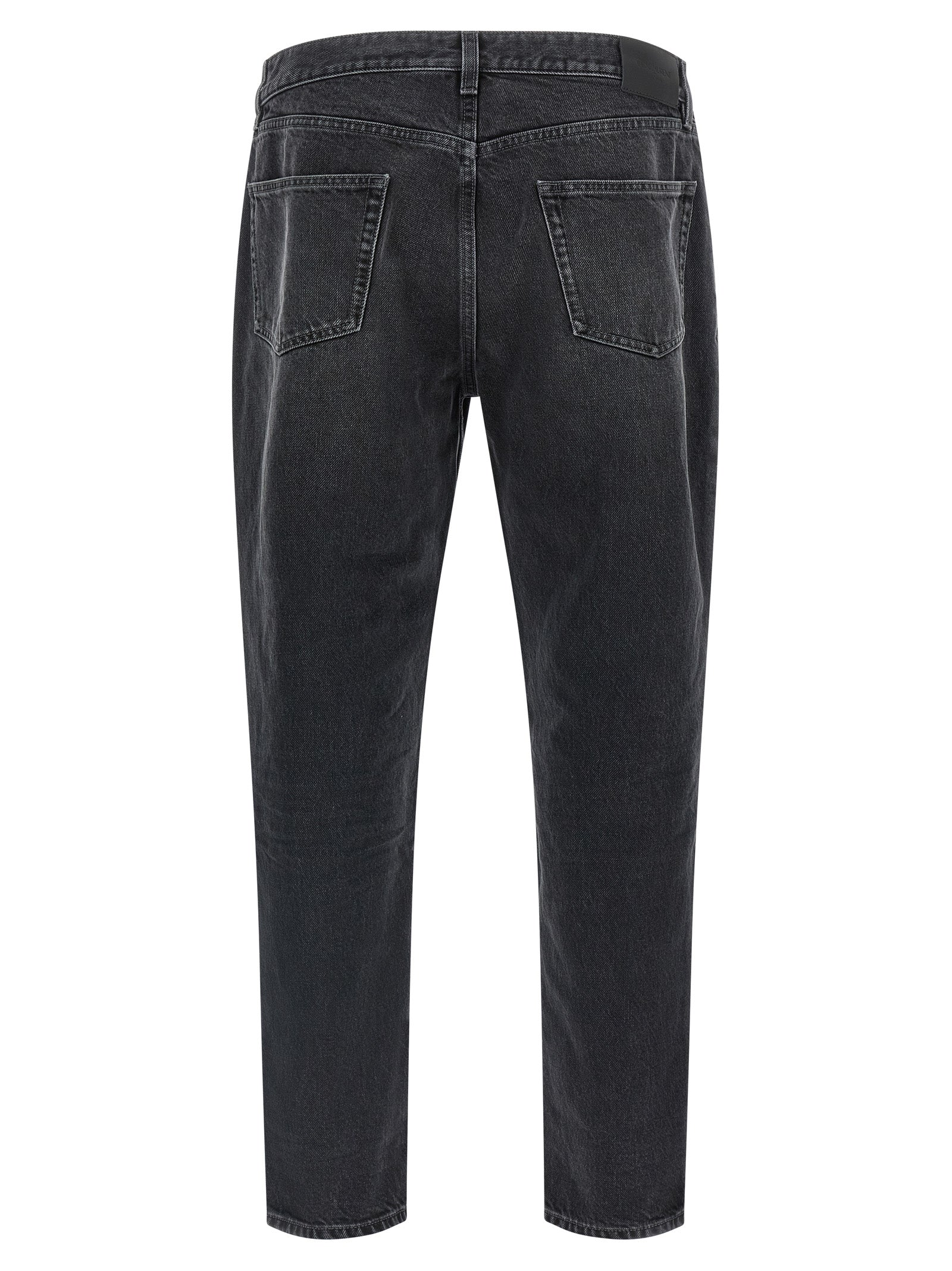 Black Cotton Straight-Leg Jeans